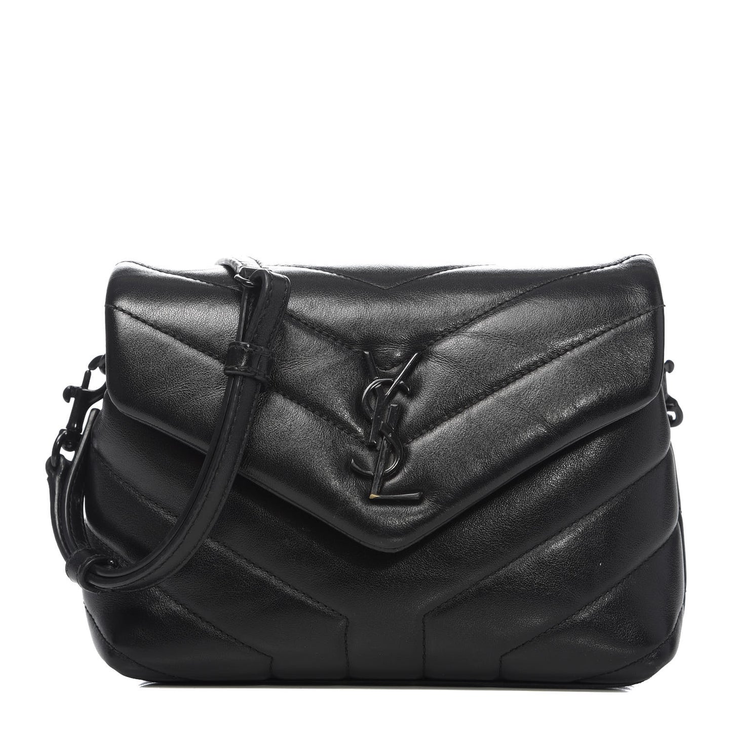 Calfskin Y Quilted Monogram Toy Loulou Crossbody Bag Black