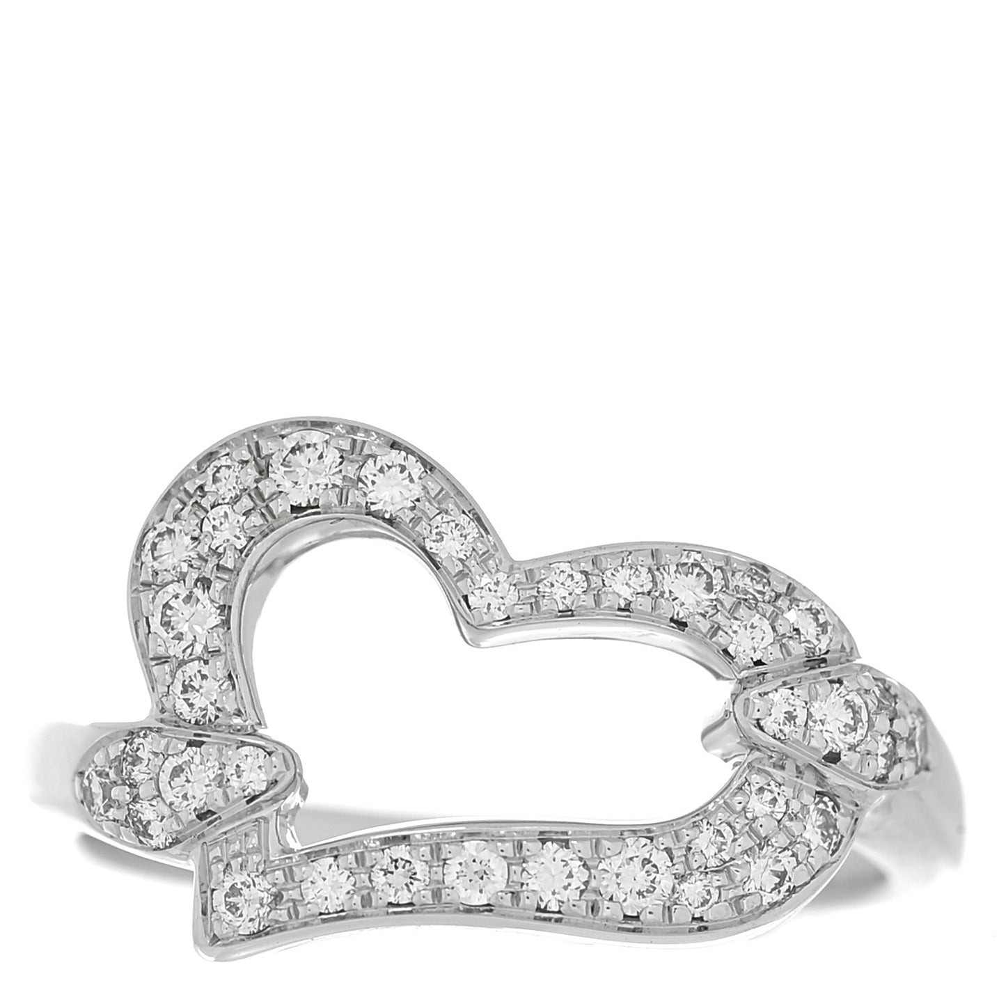 18K White Gold Diamond Heart Ring 54 6.75