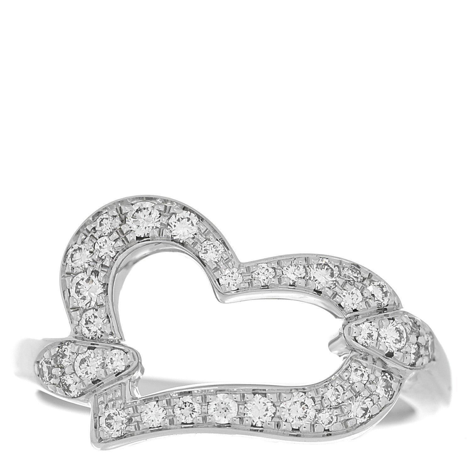 Piaget 18K White Gold Diamond Heart Ring 54 6.75 1 of 7
