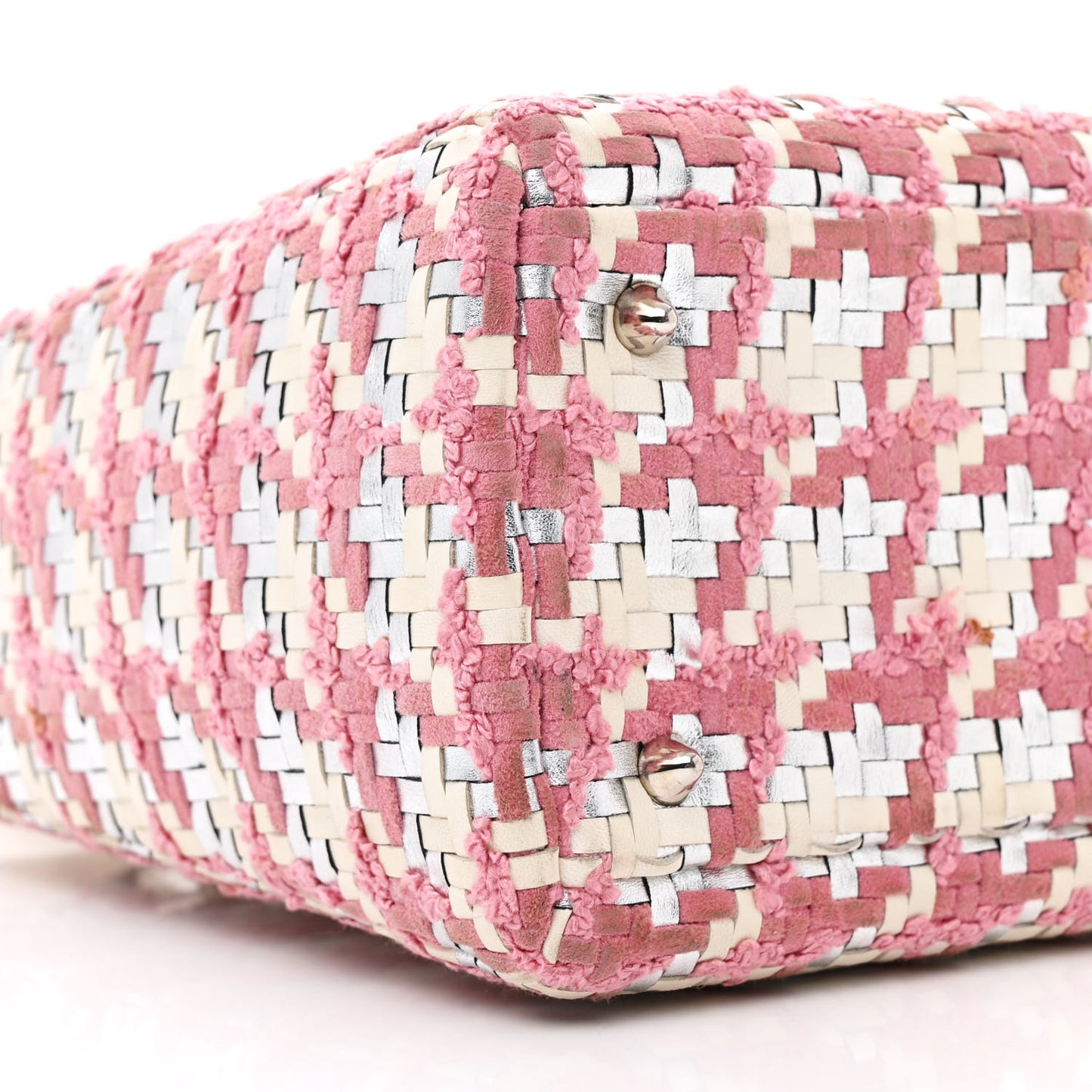 Lambskin Woven Tweed Medium Lady Dior Pink