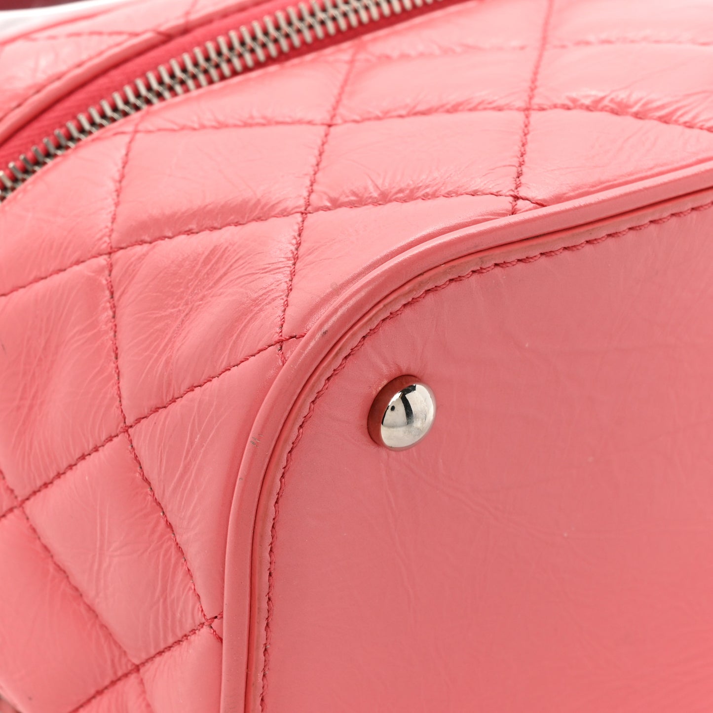 Crumpled Calfskin PVC Quilted Flap Pink