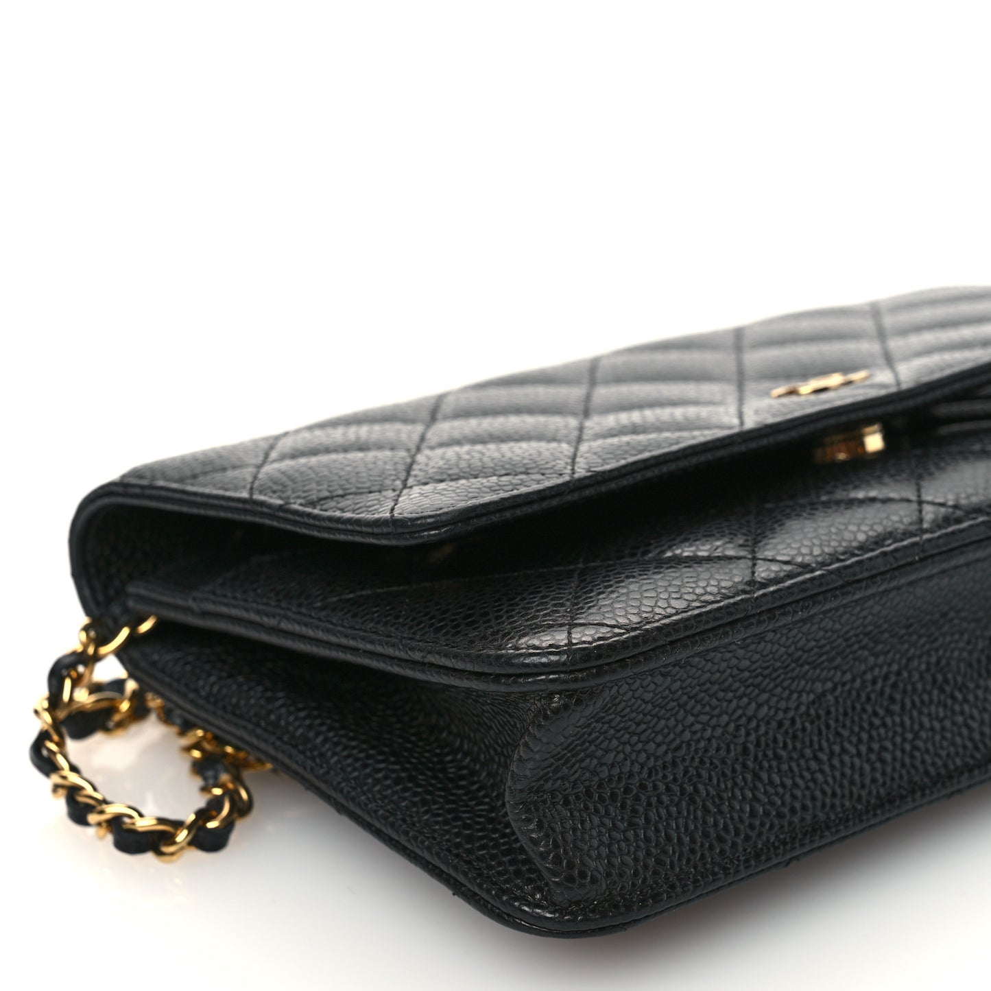 Caviar Quilted Wallet on Chain WOC Black