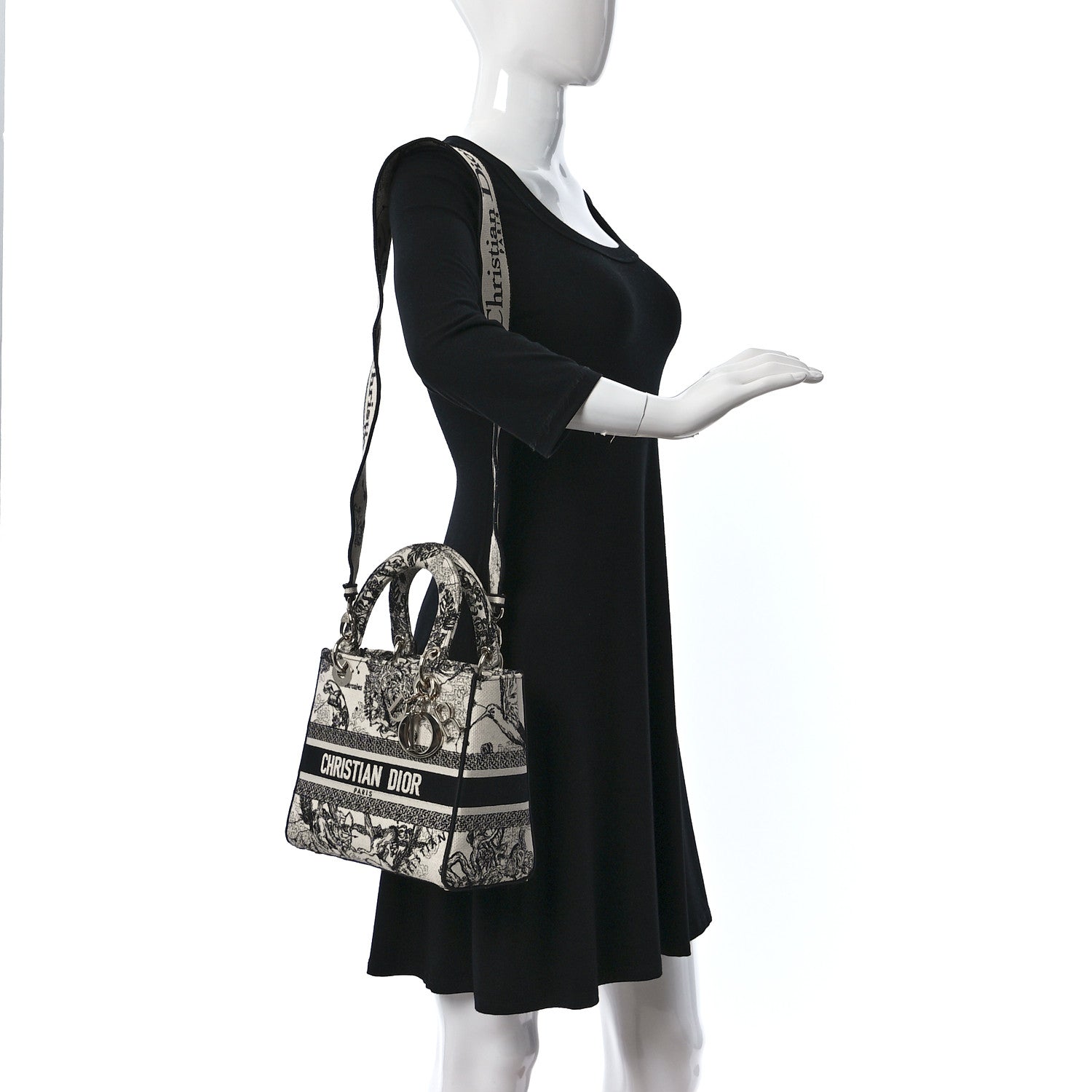 Christian Dior Canvas Embroidered Zodiac Toile De Jouy Medium Lady D-Lite Latte 2 of 11