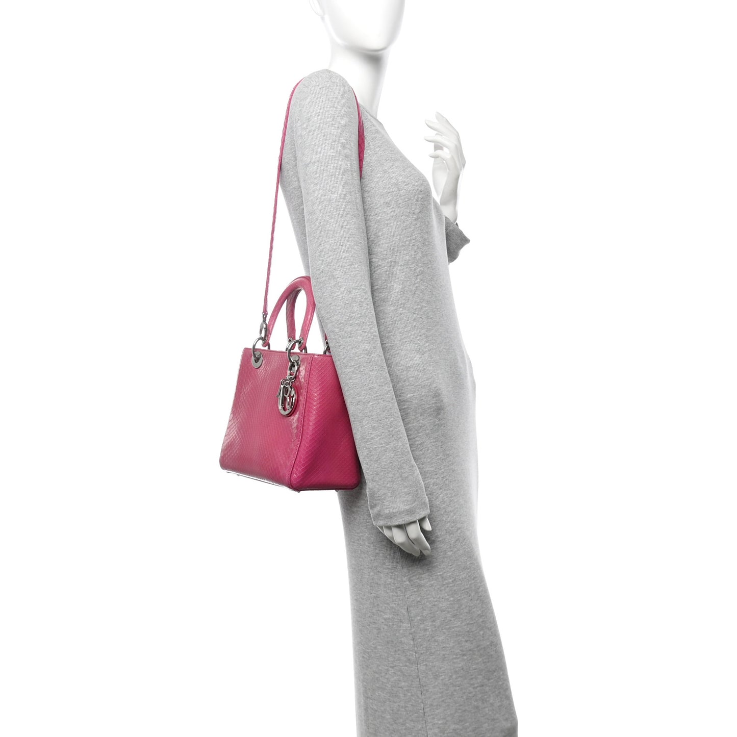 Snakeskin Medium Lady Dior Pink