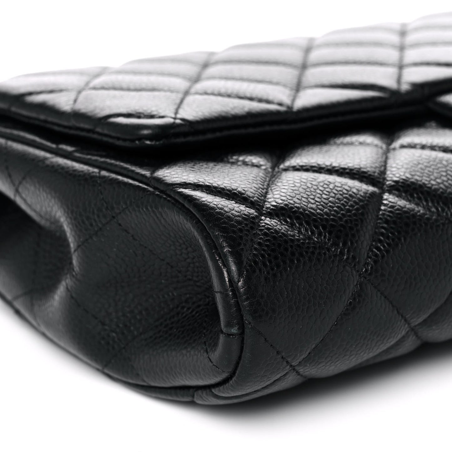 Caviar Quilted Clutch With Chain Flap Black