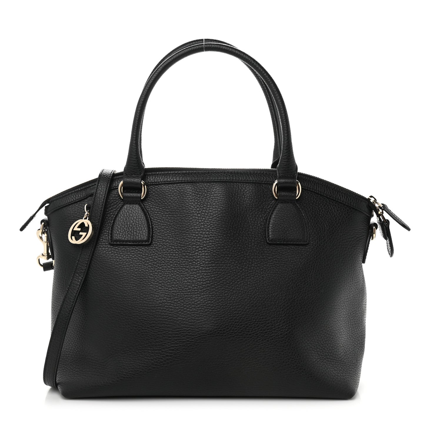 Dollar Calfskin GG Charm Dome Satchel Black