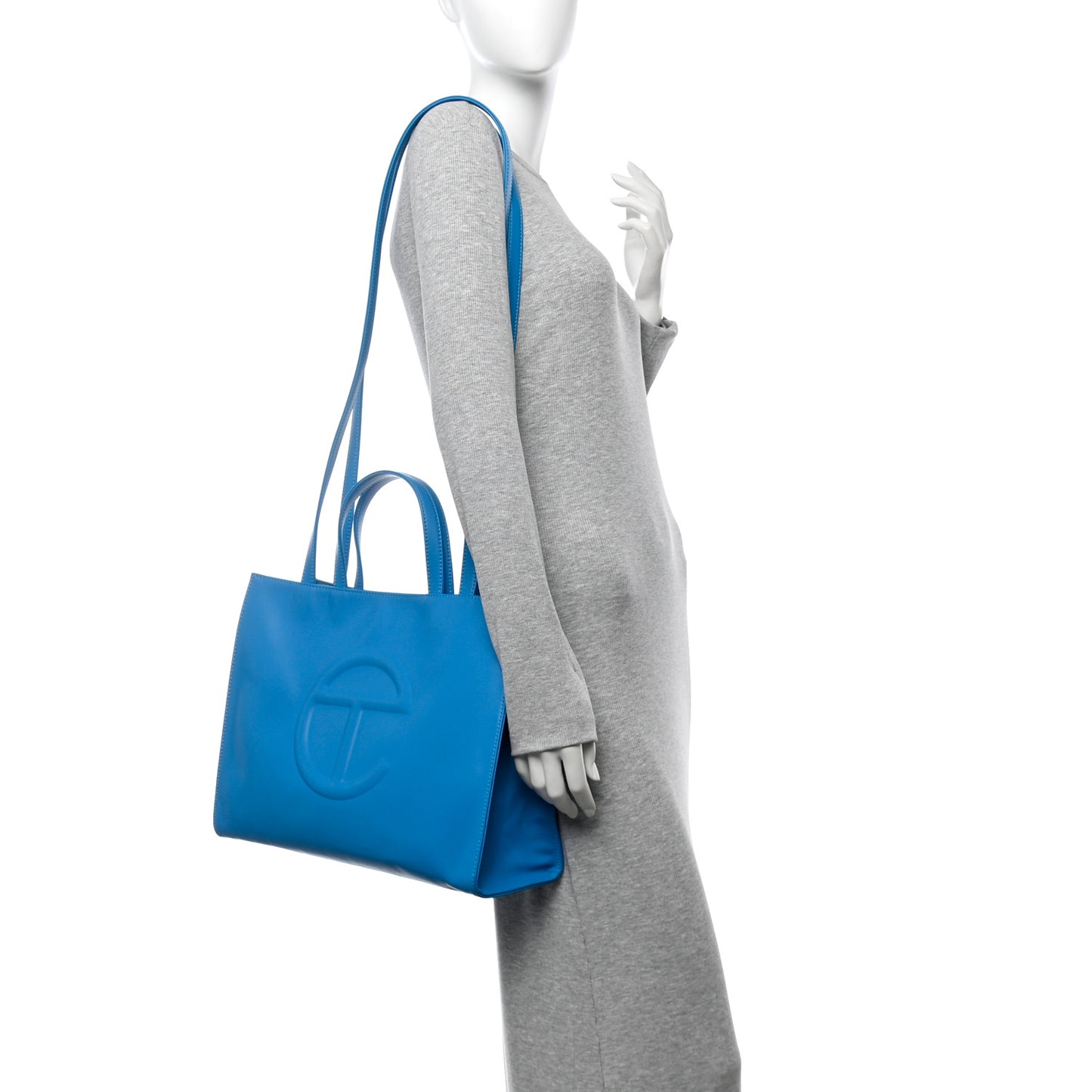Vegan Leather Medium Shopping Bag Cyan