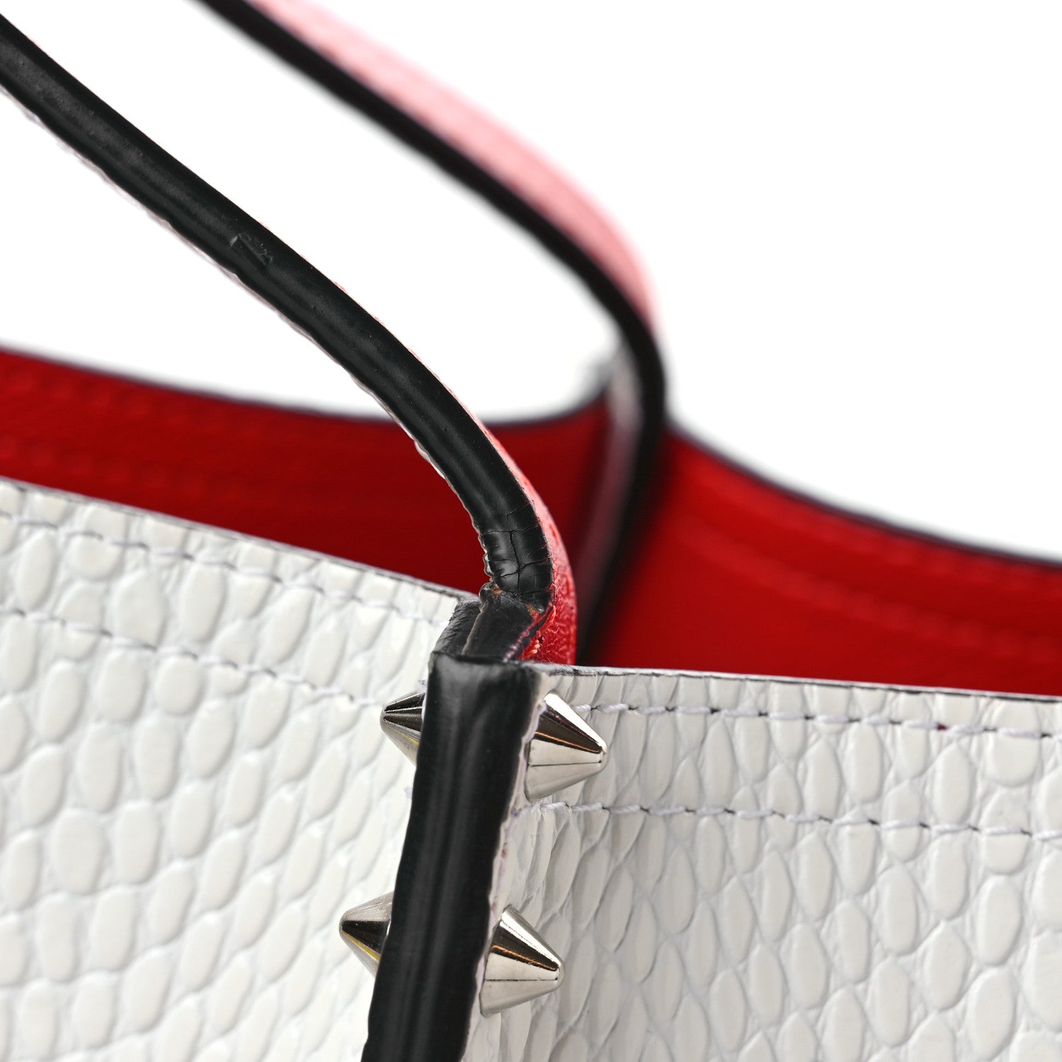 Christian Louboutin Calfskin Jurassic Embossed Spiked Large Cabarock Shopper Tote White 12 of 12