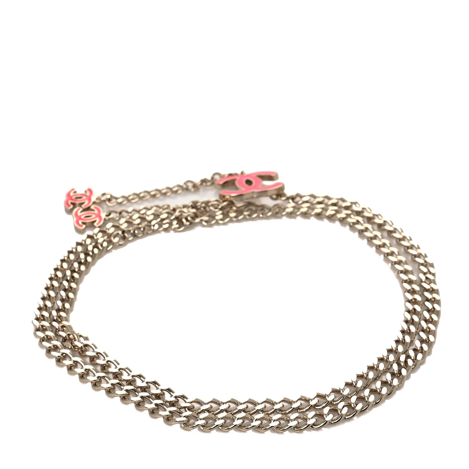 Chanel Enamel CC Chain Logo Belt Gold Pink 2 of 4