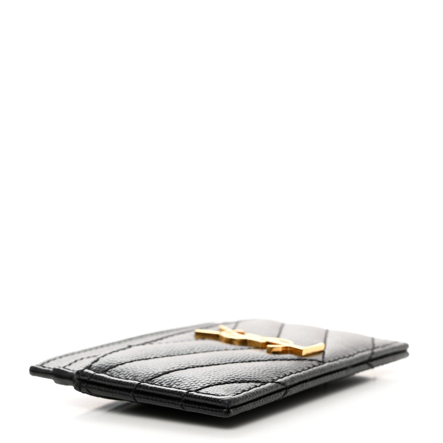 Grain De Poudre Matelasse Chevron Monogram Credit Card Case Black