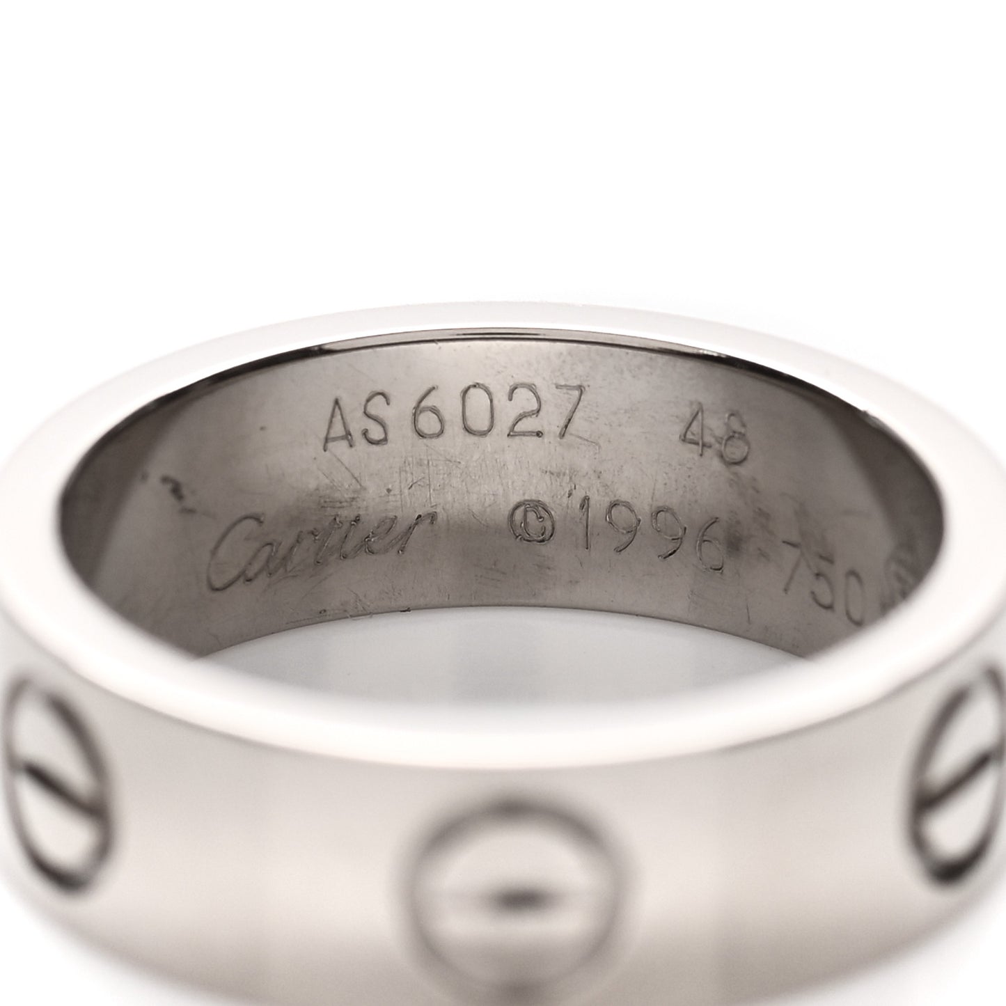 18K White Gold 5.5mm LOVE Ring 48 4.5