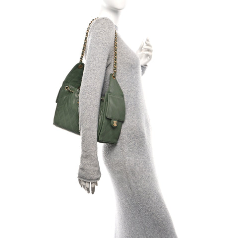 Caviar Quilted Small Chanel 25 Handbag Khaki