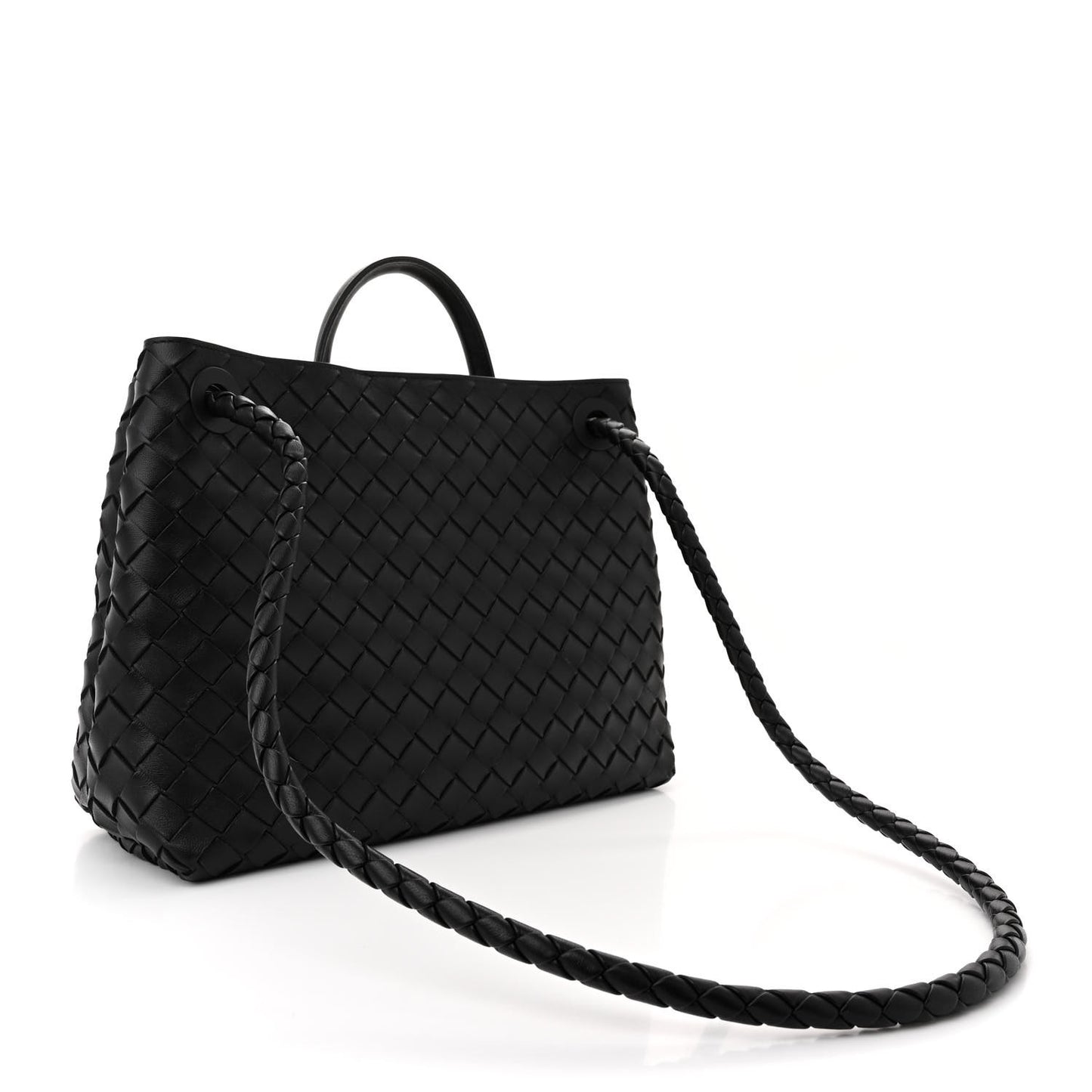 Nappa Intrecciato Medium Andiamo Shoulder Bag Black