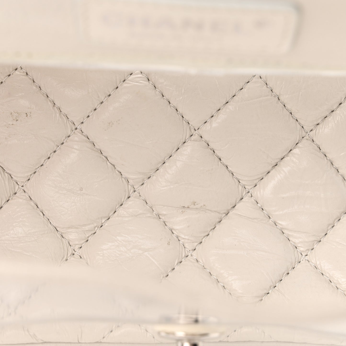 Crumpled Calfskin PVC Quilted Backpack White