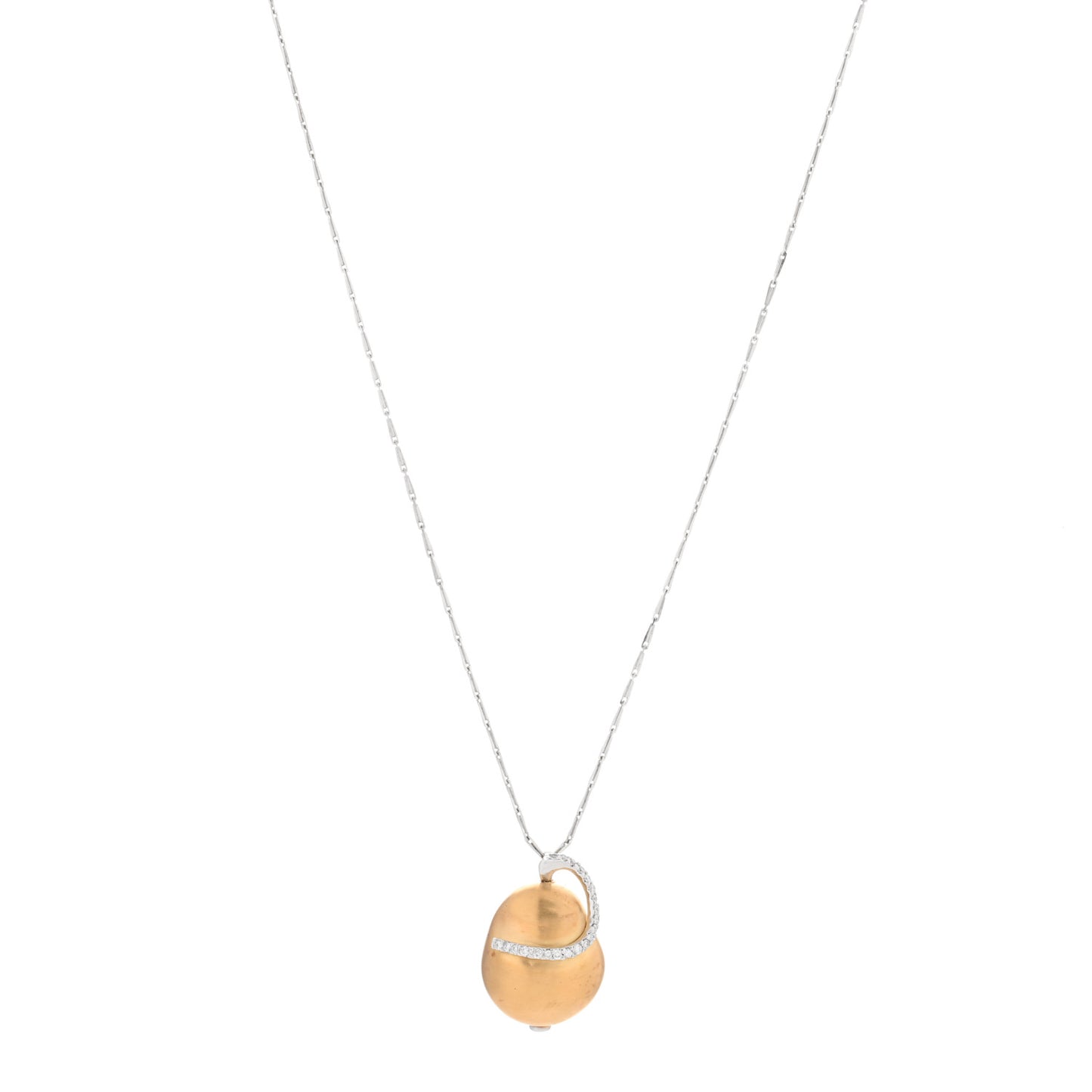 18K Yellow White Gold Diamond Nugget Pendant Necklace