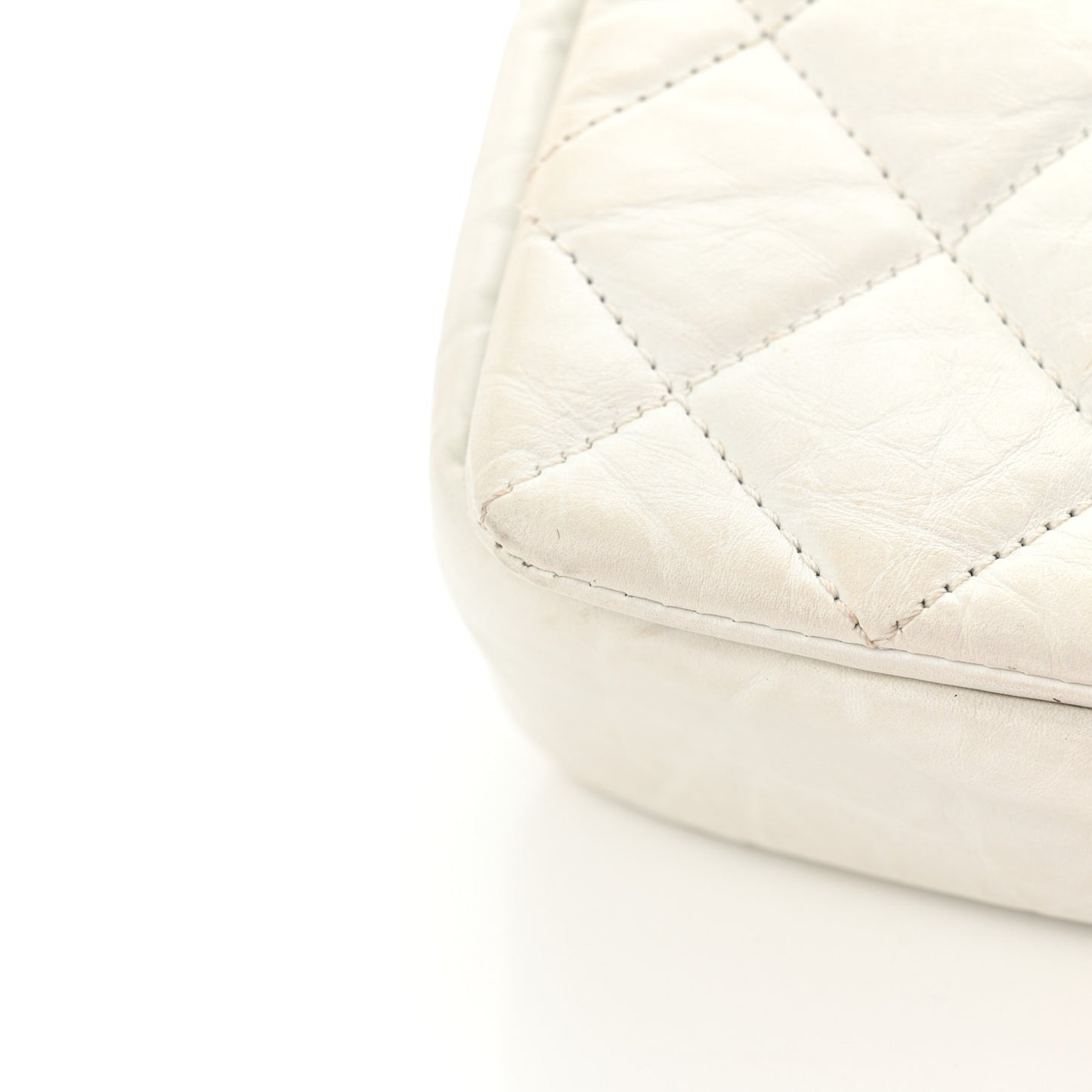 Aged Calfskin Quilted Medium Pondichery Flap White