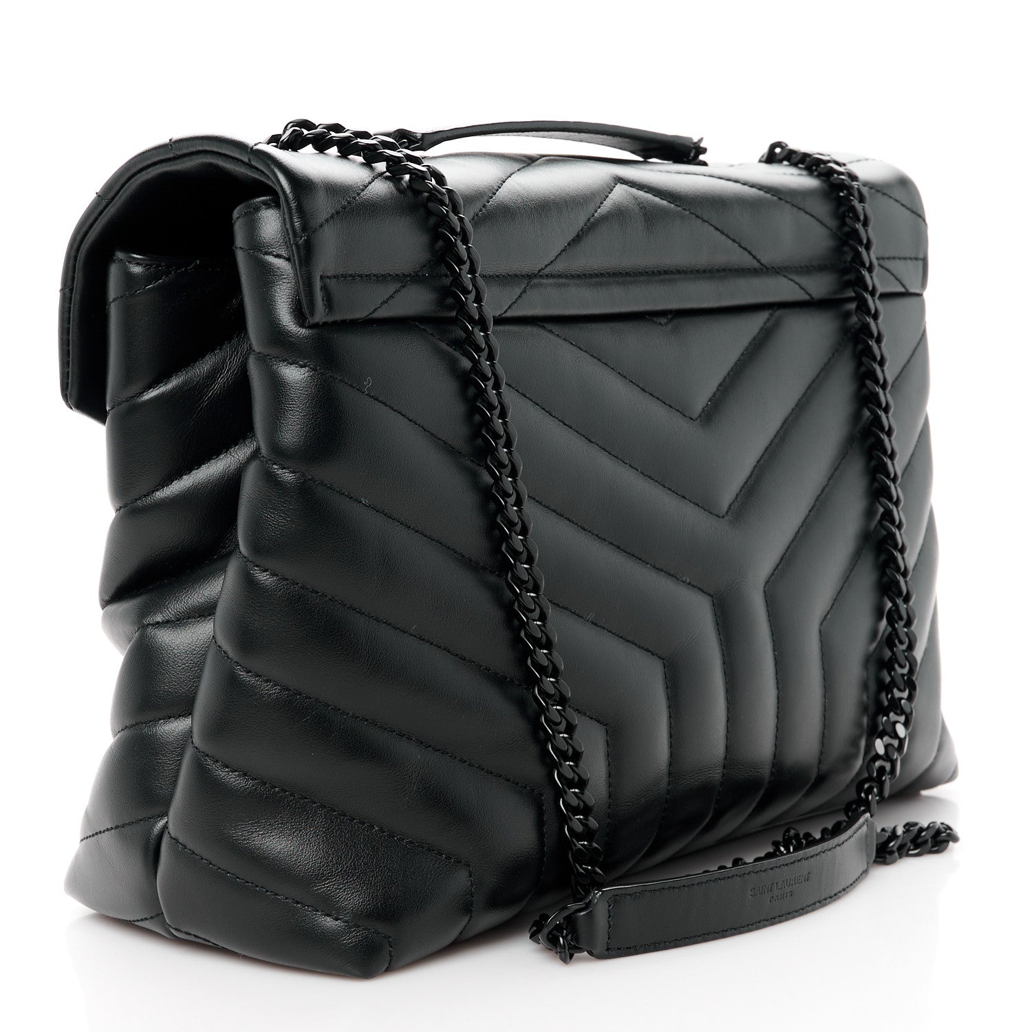 Saint Laurent Calfskin Y Quilted Monogram Monochrome Medium Loulou Chain Satchel Black 3 of 11
