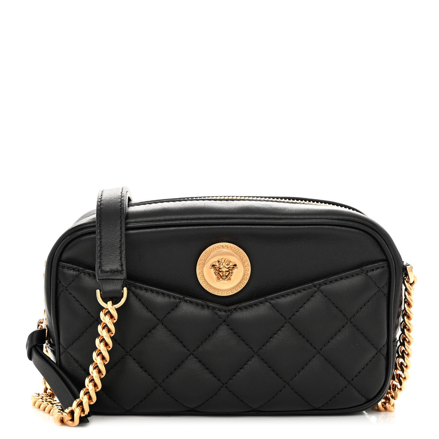 Nappa Quilted La Medusa Camera Bag Black