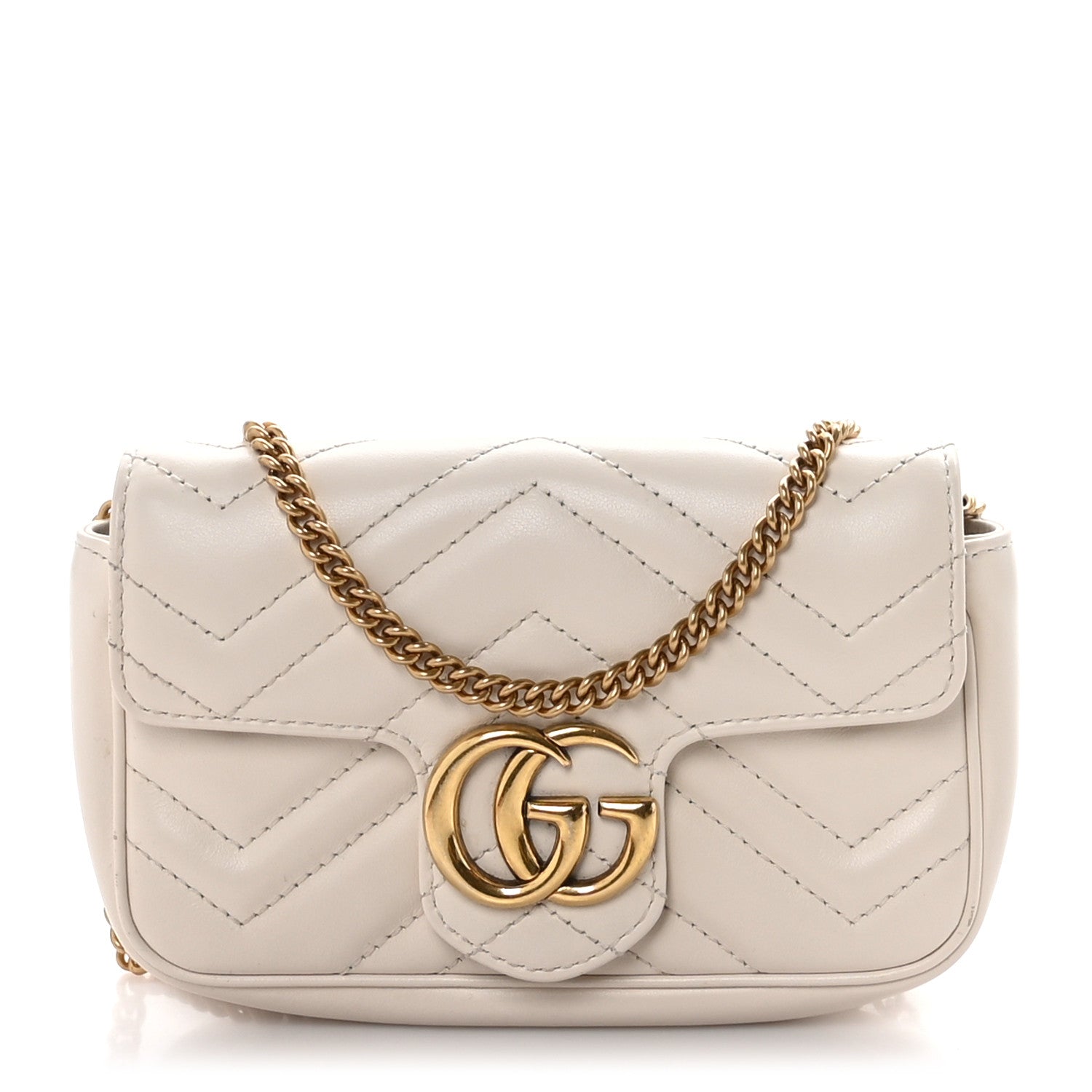 Gucci Calfskin Matelasse Super Mini GG Marmont Shoulder Bag White 1 of 10