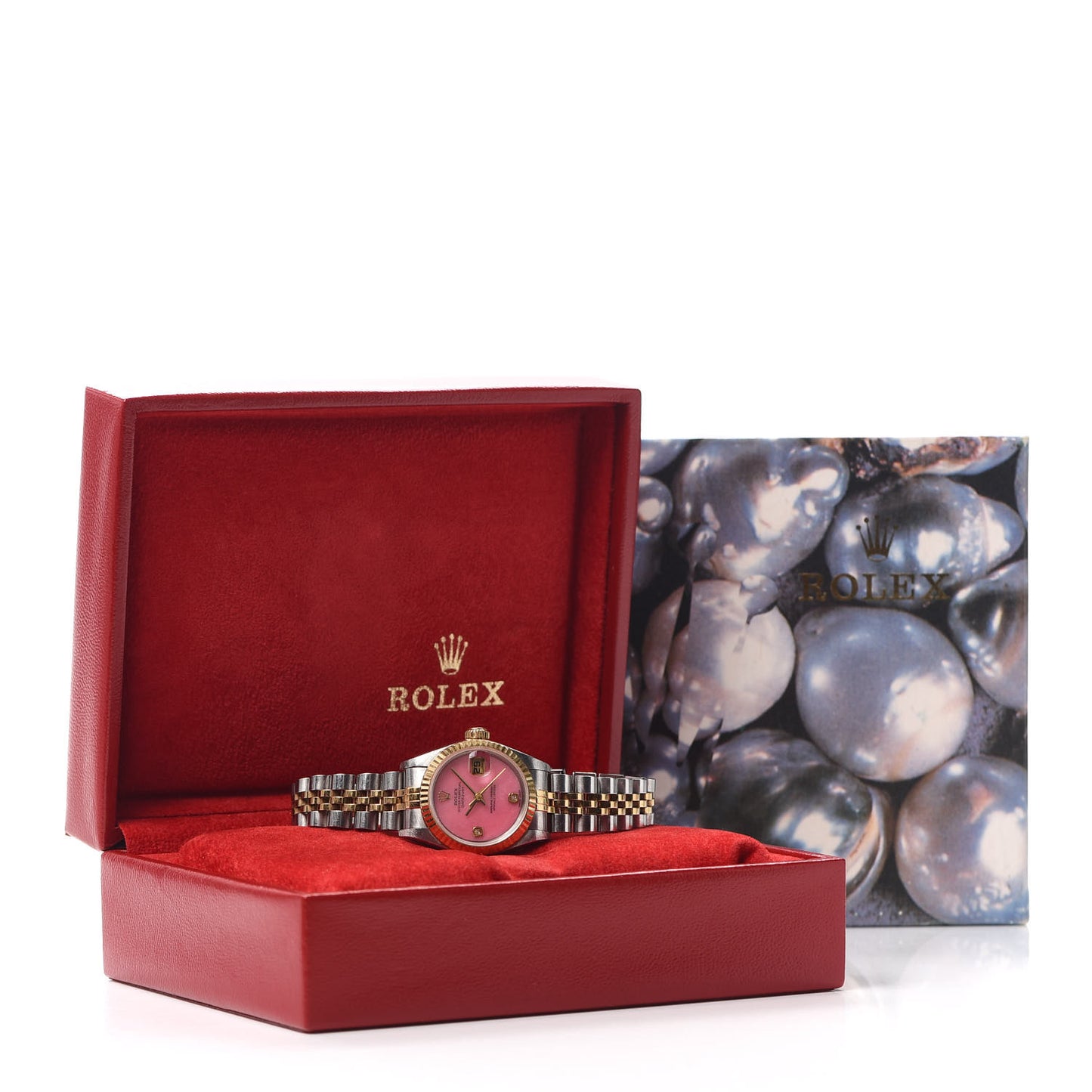 Stainless Steel 18K Yellow Gold Diamond 26mm Oyster Perpetual Datejust Watch Pink Jasper 69173