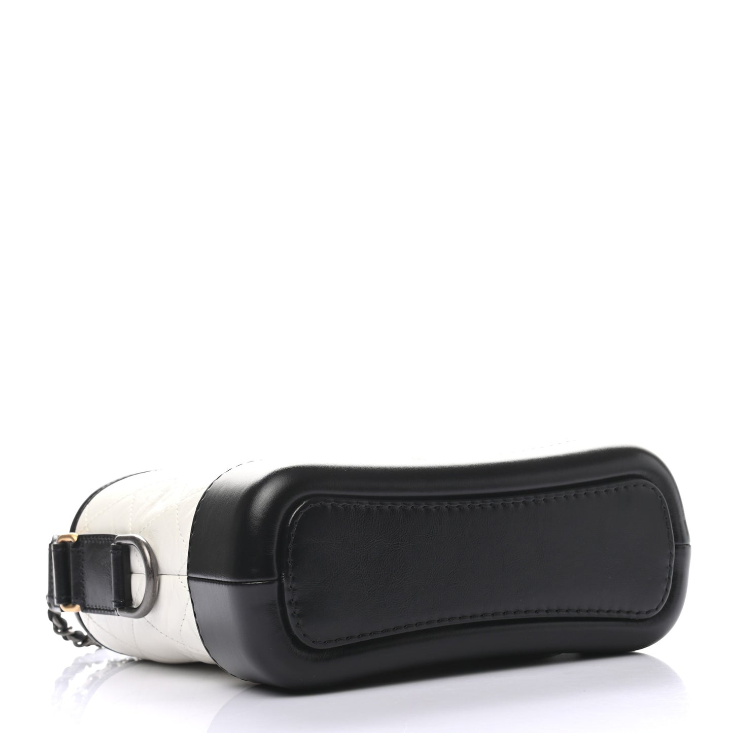 Aged Calfskin Quilted Small Gabrielle Hobo Black White