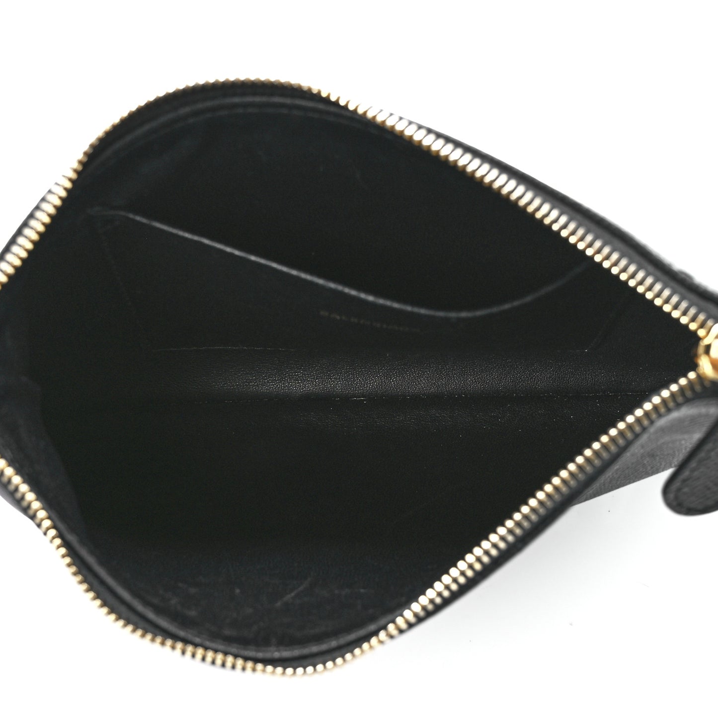 Calfskin Ville Logo Zip Pouch Black