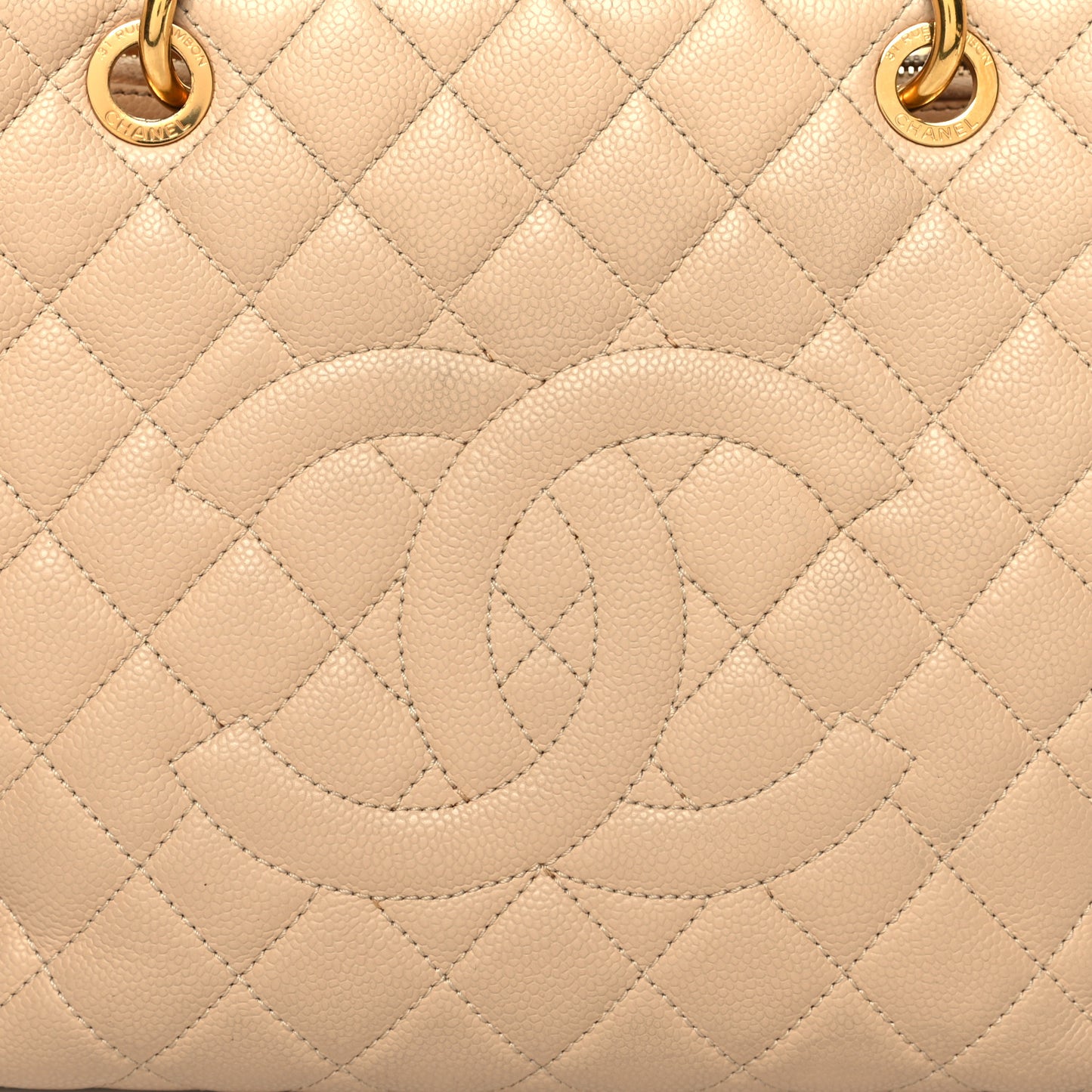 Caviar Quilted Grand Shopping Tote GST Beige Clair