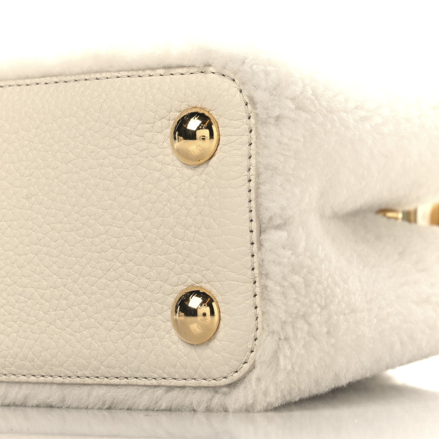 Shearling Calfskin Capucines BB White