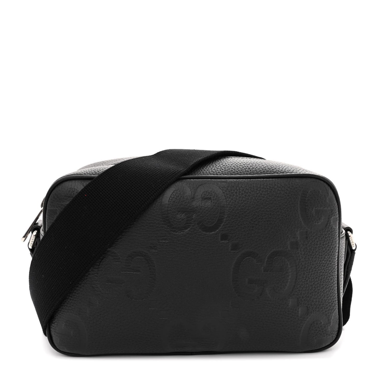Piuma Calfskin Jumbo GG Embossed Medium Messenger Bag Black