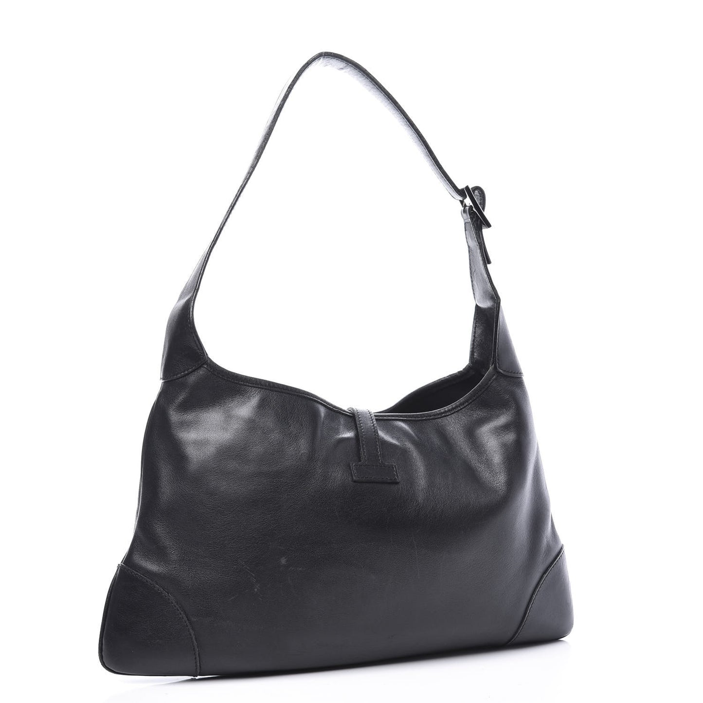 Calfskin Lobster Clasp Lock Jackie O Hobo Black