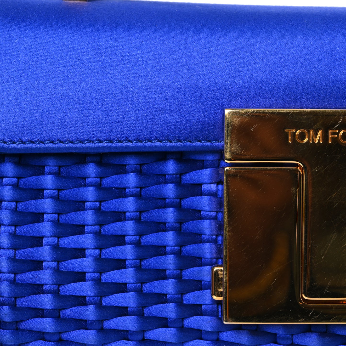 Woven Satin Medium 001 Chain Bag Electric Blue