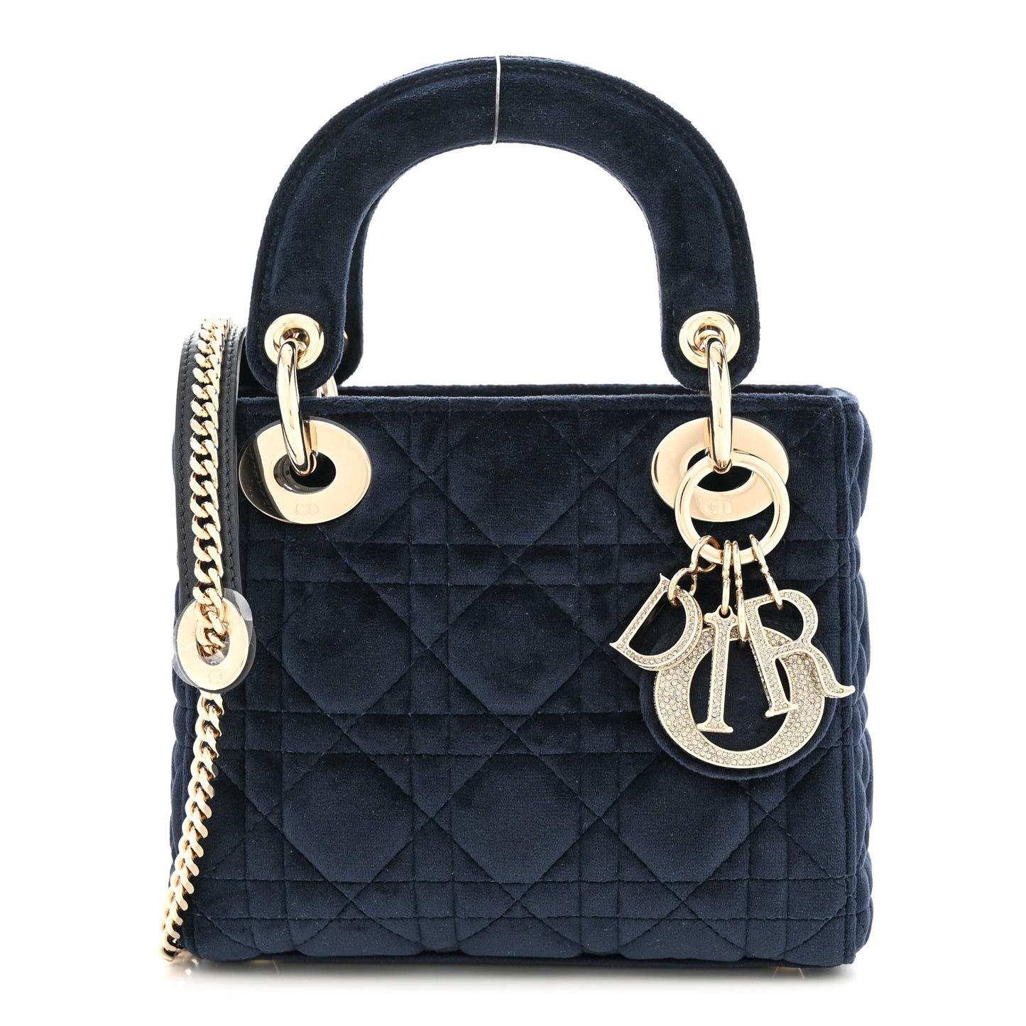 Velvet Mini Lady Dior Navy Blue