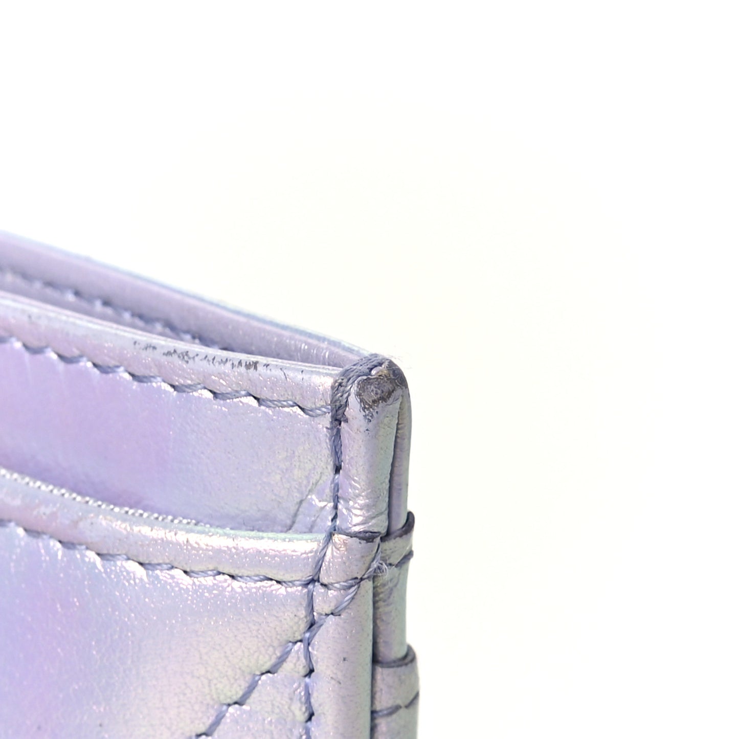 Iridescent Calfskin Quilted Chanel 19 Card Holder Light Purple