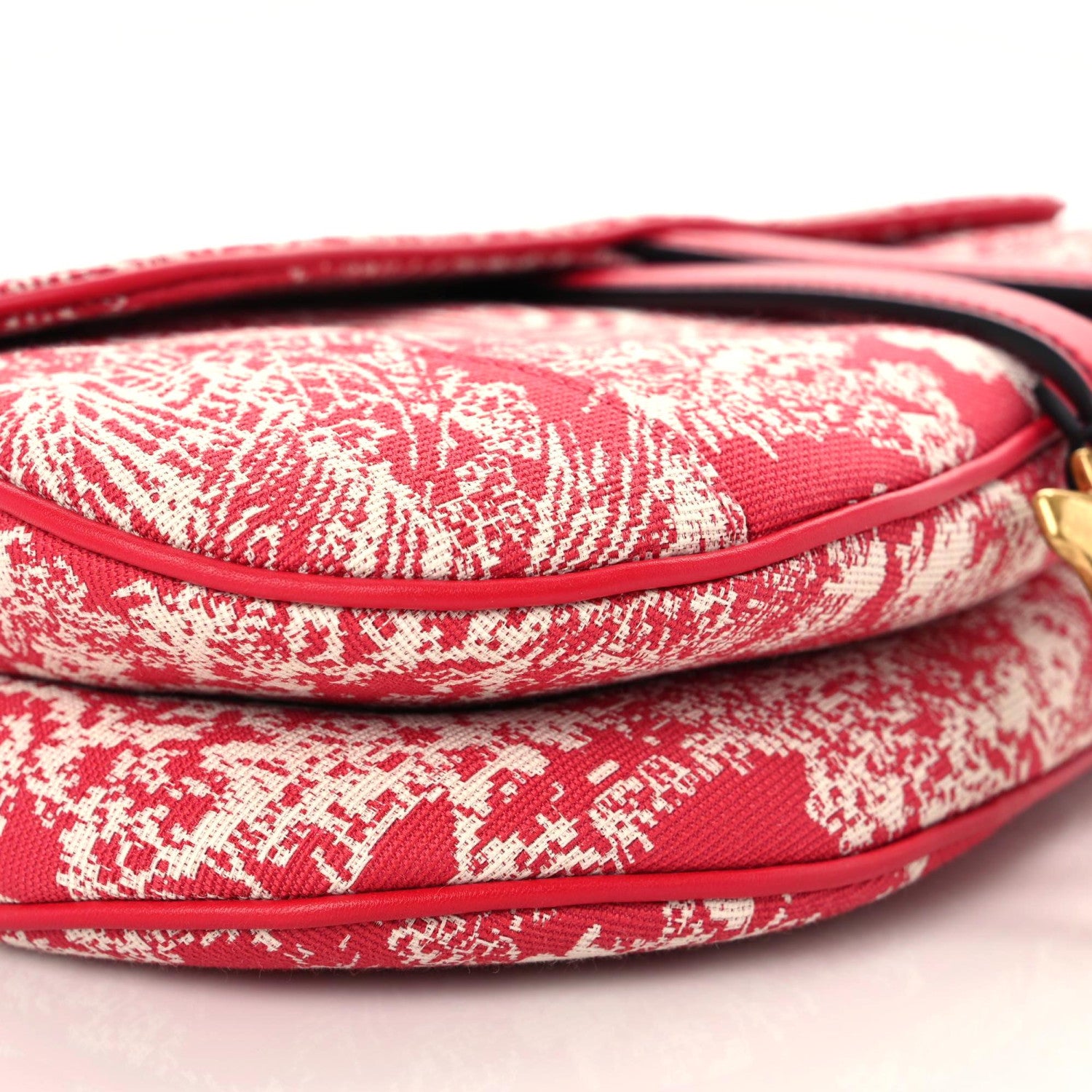 Christian Dior Canvas Reverse Embroidered Toile De Jouy Saddle Bag Red 7 of 9