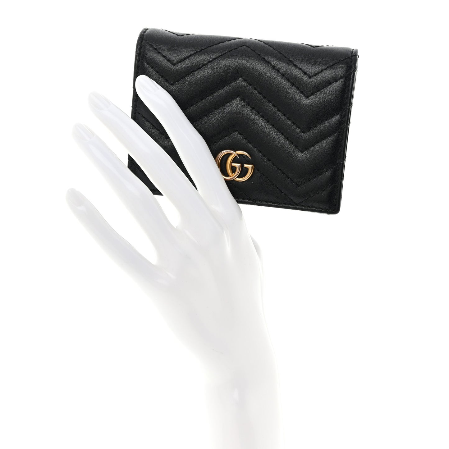 Calfskin Matelasse GG Marmont Card Case Wallet Black
