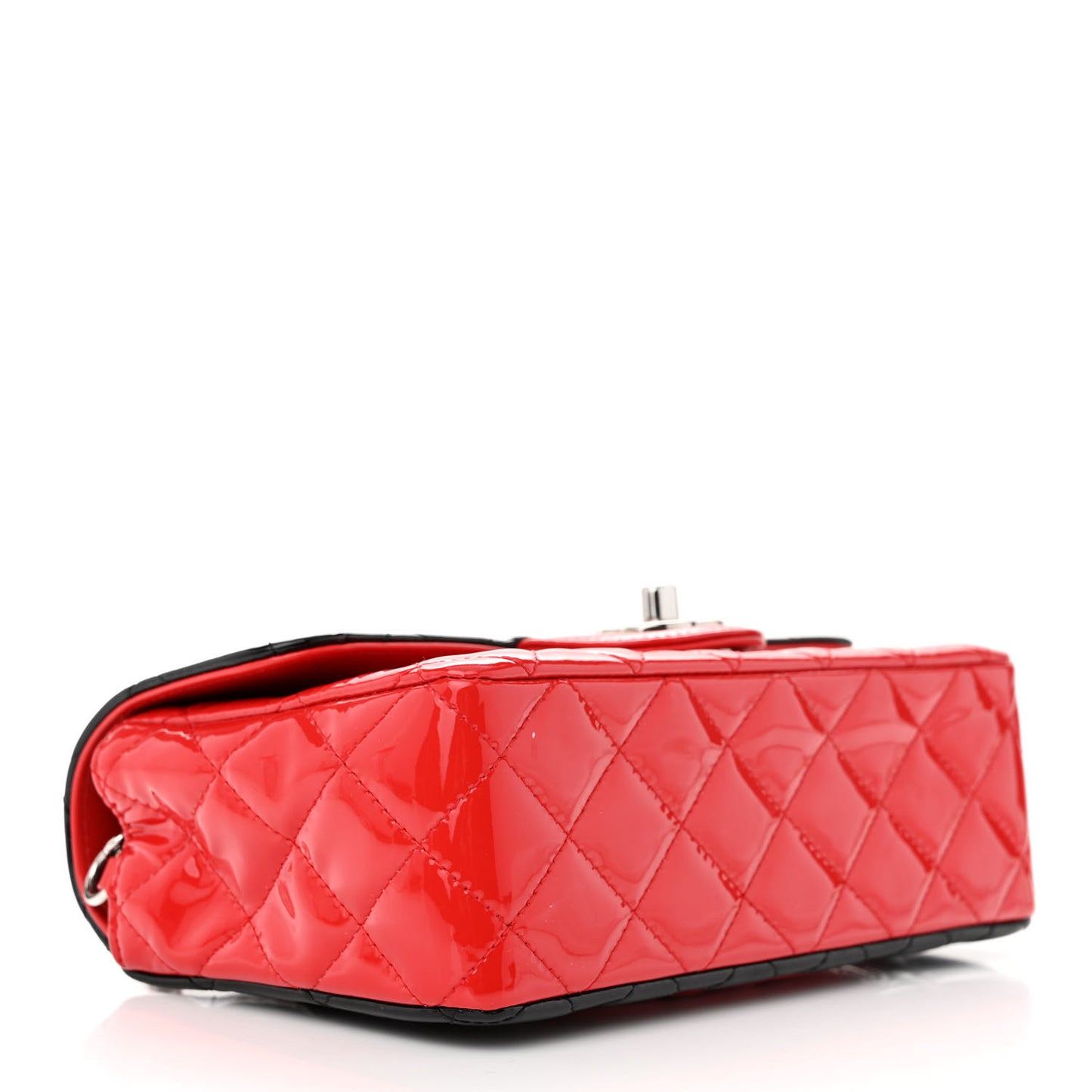 Patent Calfskin Quilted Bi-Color Mini Rectangular Flap Red Black