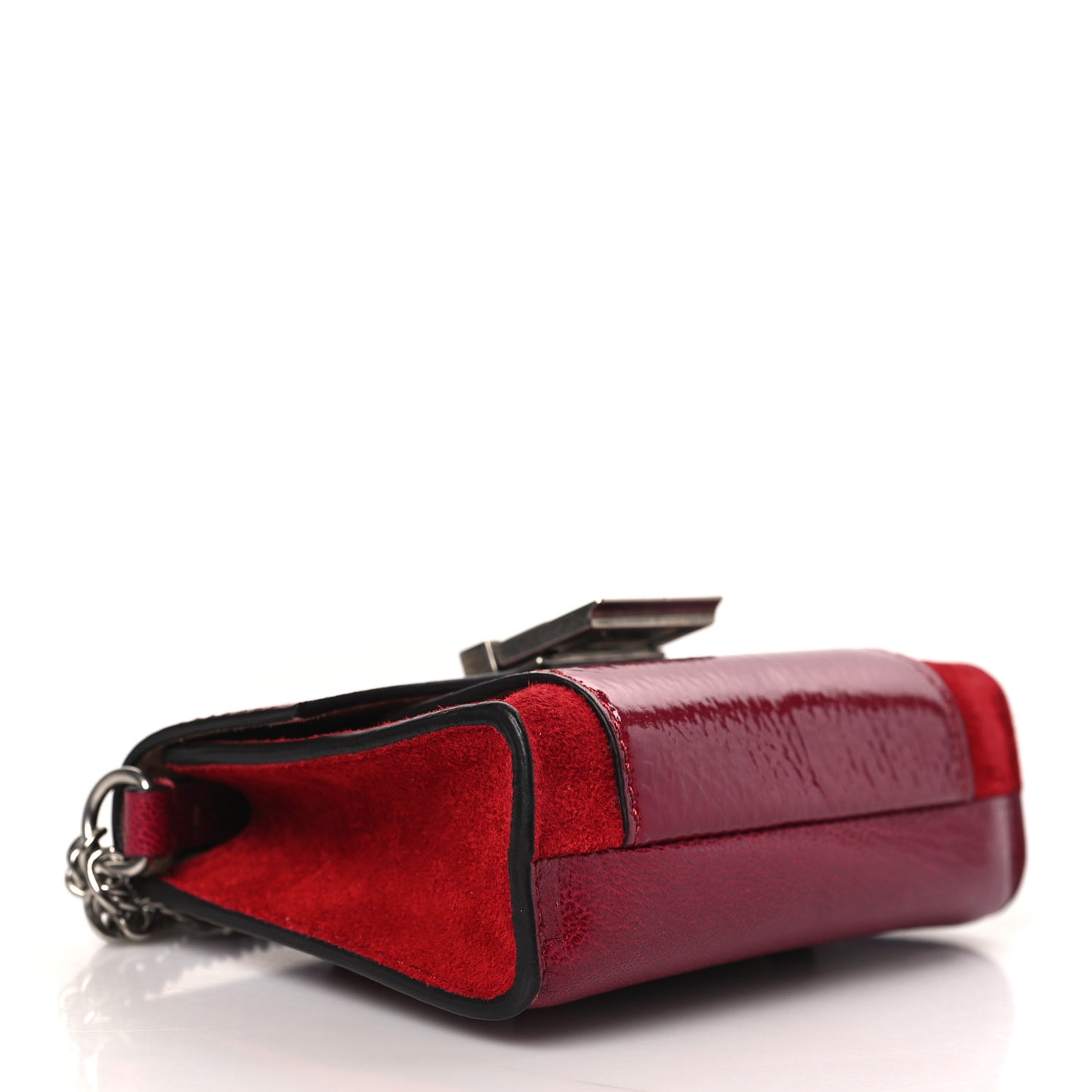 Crinkled Patent Goatskin Suede Mini GV3 Shoulder Bag Fig Pink Cherry