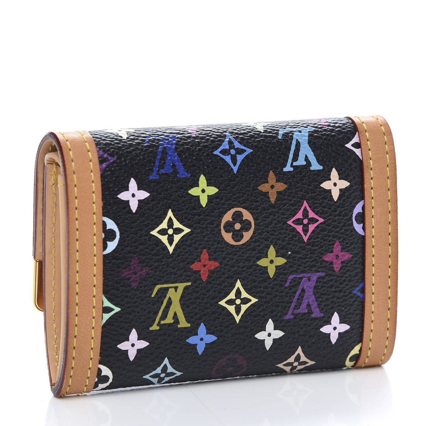 Monogram Multicolor Porte-Monnaie Plat Coin Purse Black