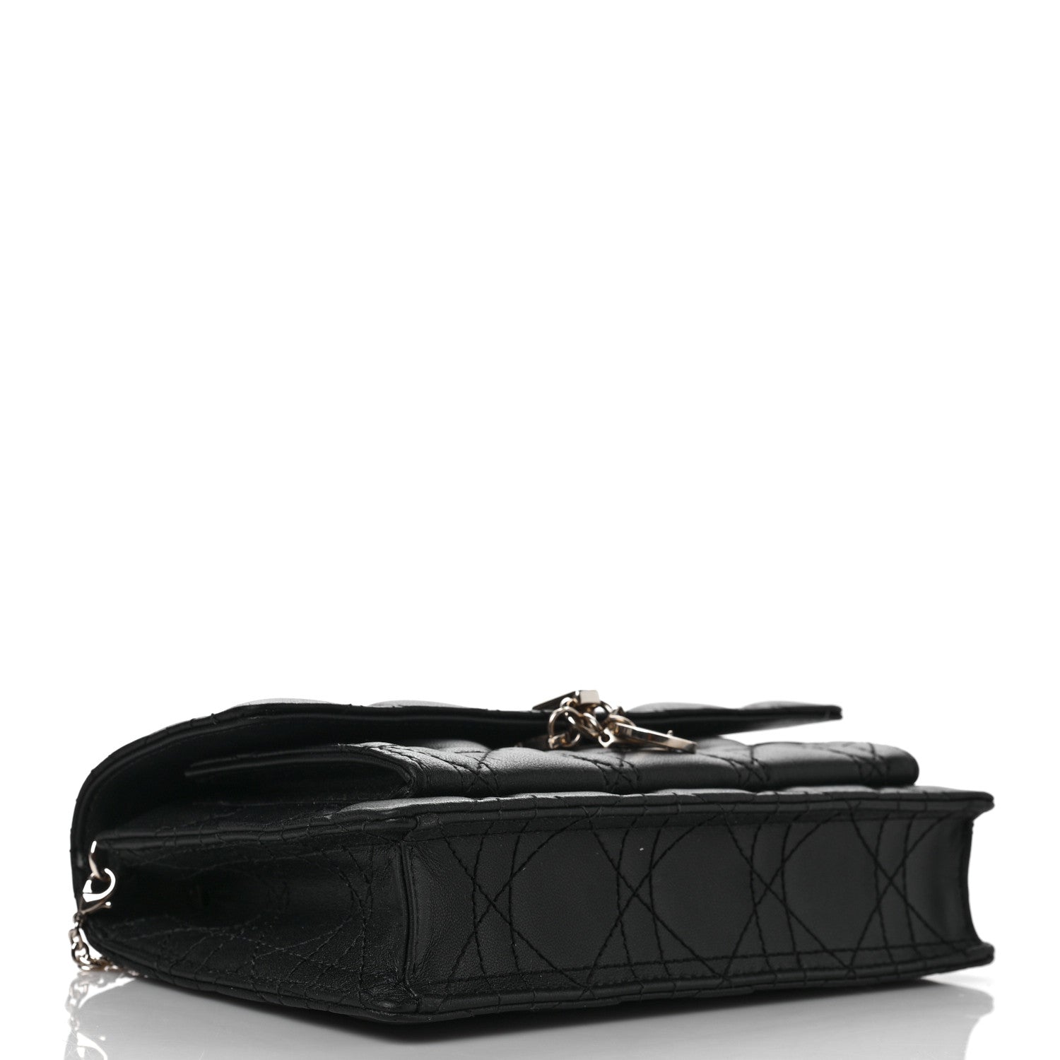 Christian Dior Lambskin Cannage Lady Dior Chain Pouch Black 3 of 9