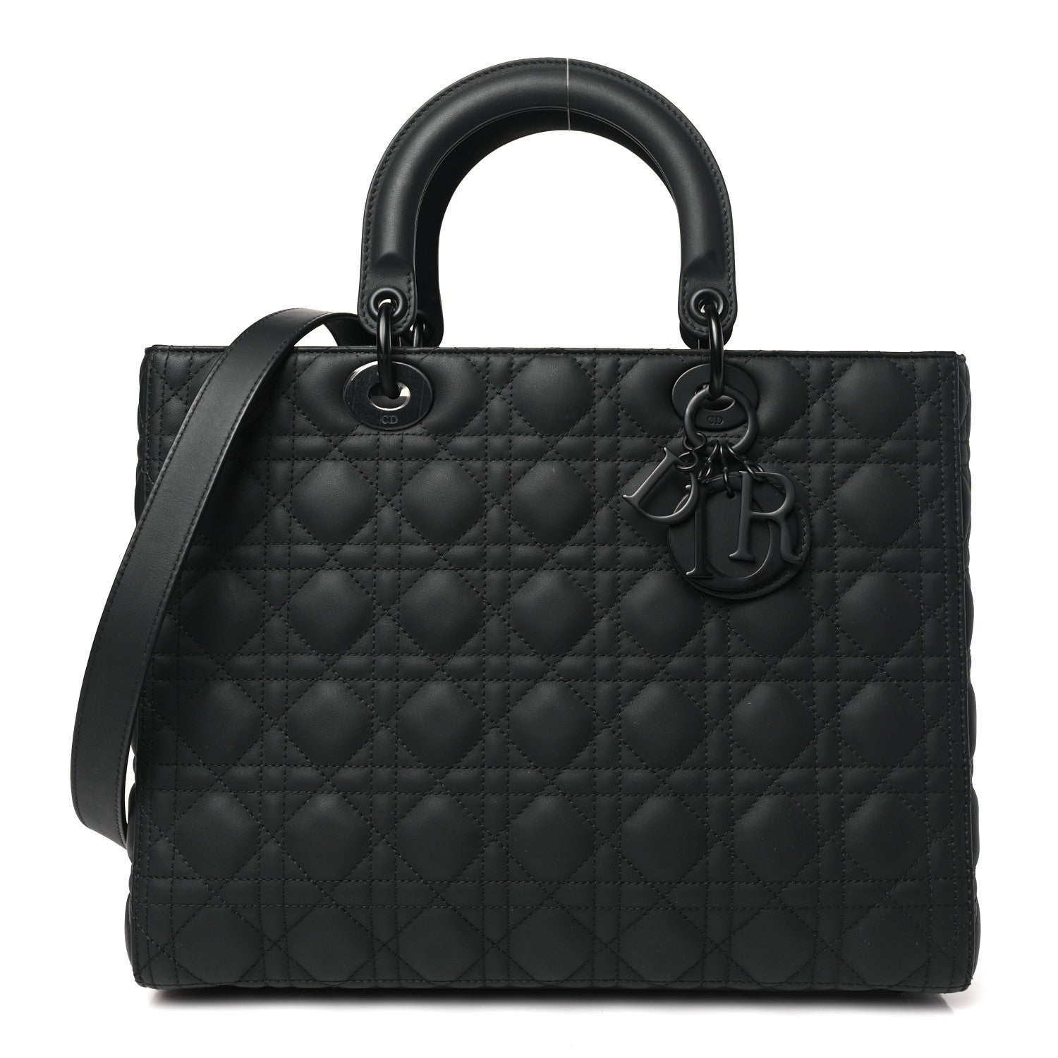 Christian Dior Ultra Matte Calfskin Cannage Large Lady Dior Black