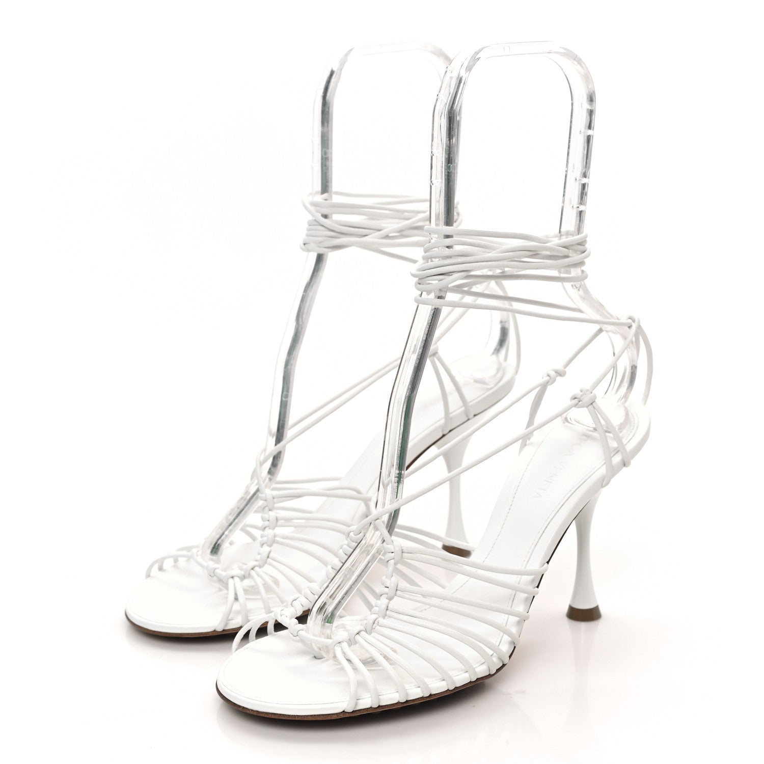 Bottega Veneta Nappa Dot Ankle Tie Sandals 37 White 3 of 8