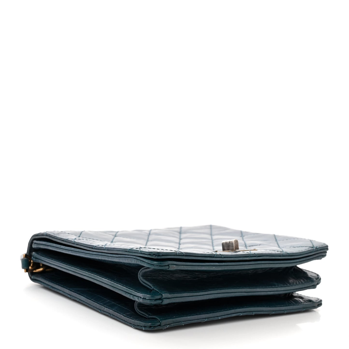 Glazed Calfskin Quilted Rita Top Handle Flap Blue