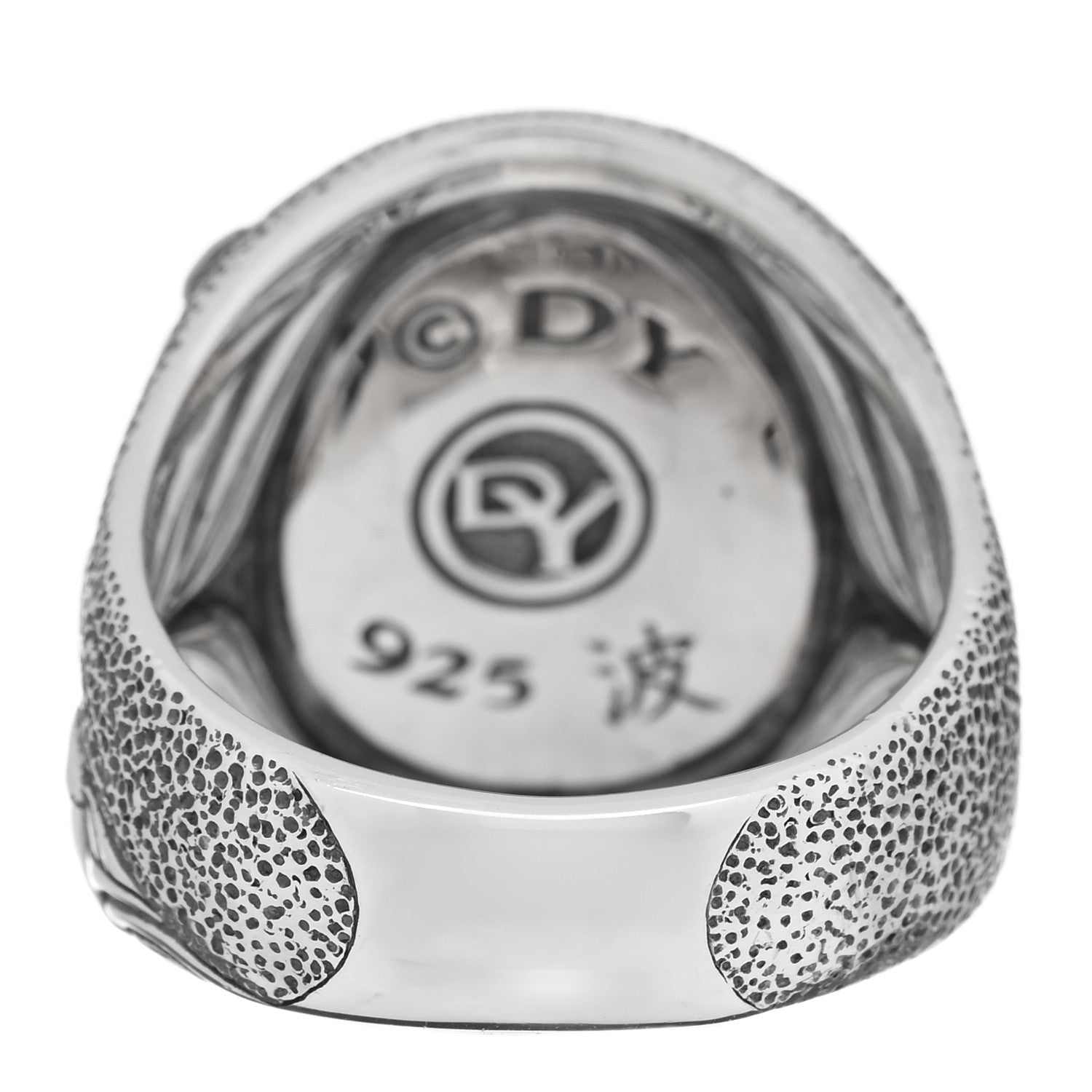 David Yurman Sterling Silver Black Diamond Waves Skull Ring 62 10 3 of 4