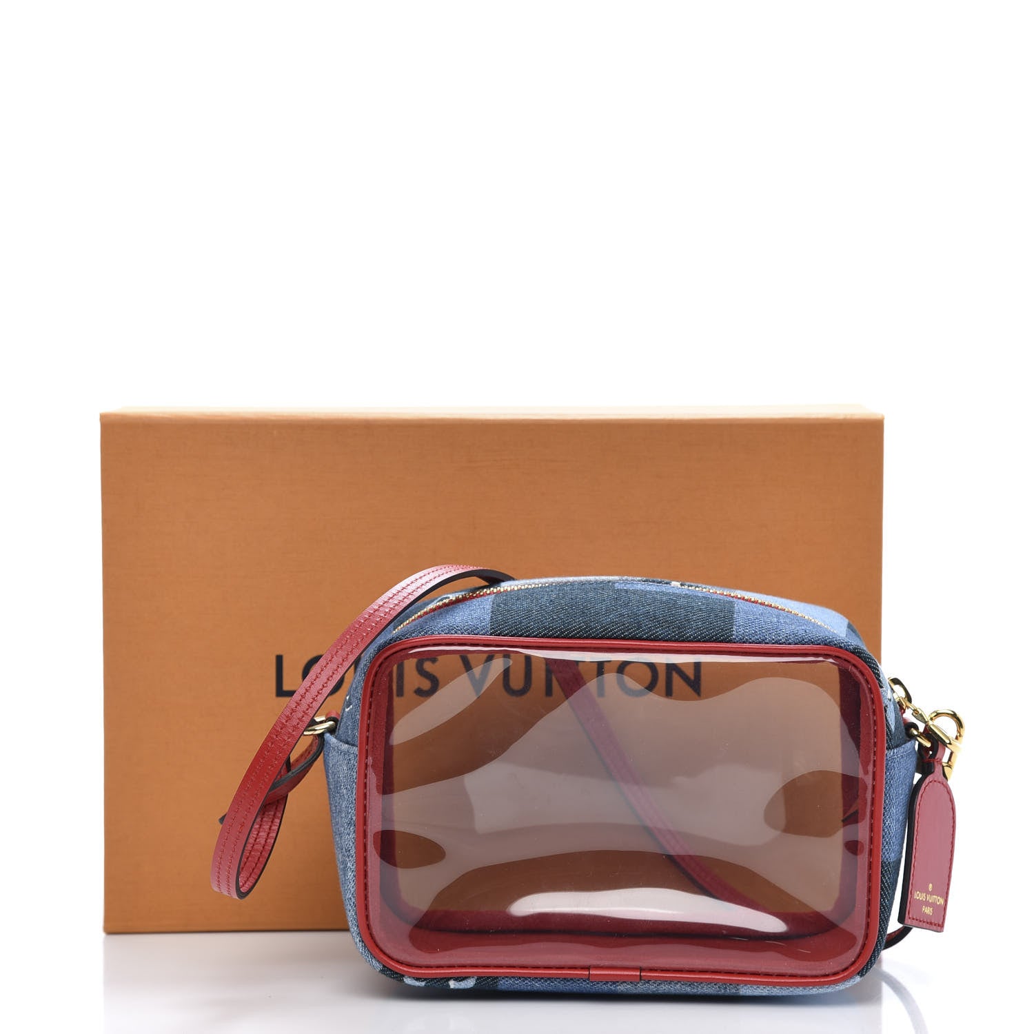 Louis Vuitton Denim Damier Monogram Patchwork PVC Beach Pouch Blue Rouge 12 of 12