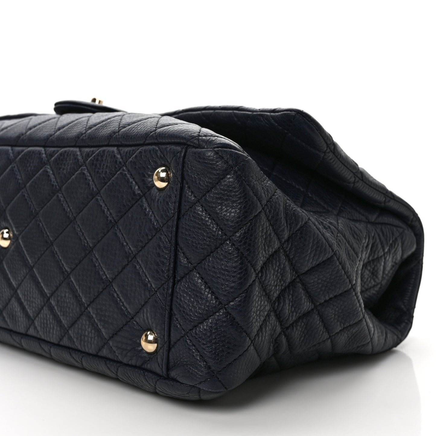 Calfskin Quilted XXL Travel Flap Bag Navy