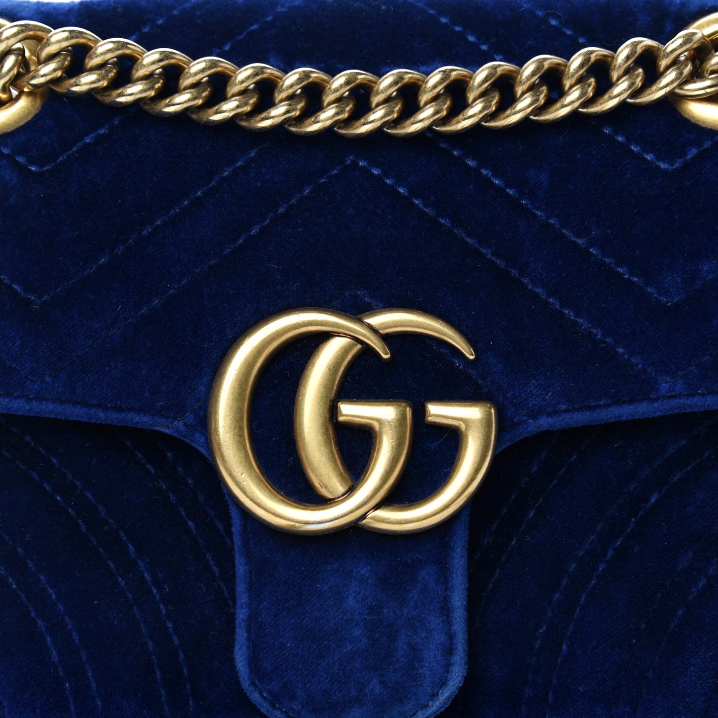 Velvet Matelasse Mini GG Marmont Shoulder Bag Cobalt Blue