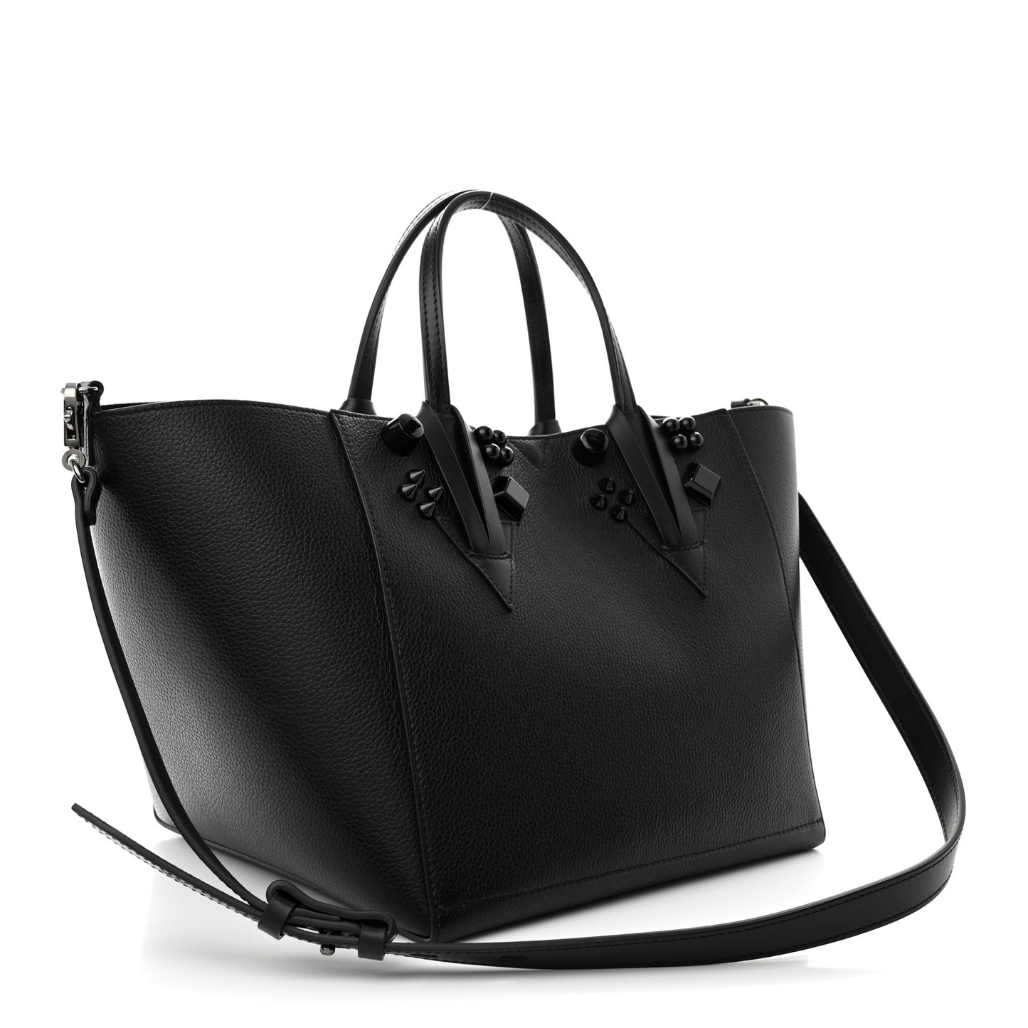 Calfskin Empire Spike Studded Small Cabachic Tote Black