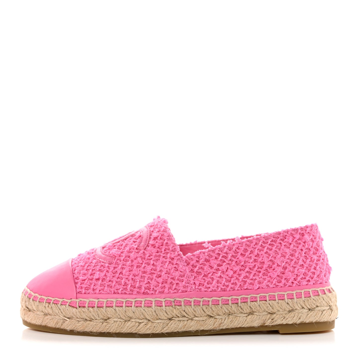 Tweed Lambskin CC Espadrilles 38 Hot Pink