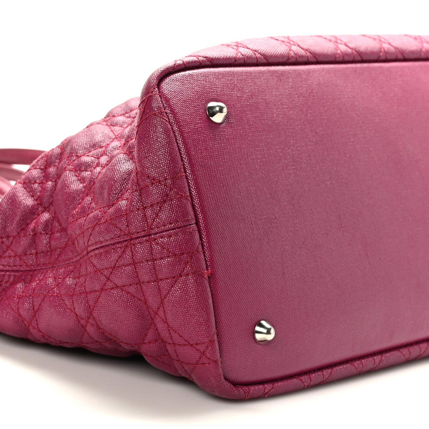Coated Canvas Cannage Medium Panarea Tote Raspberry