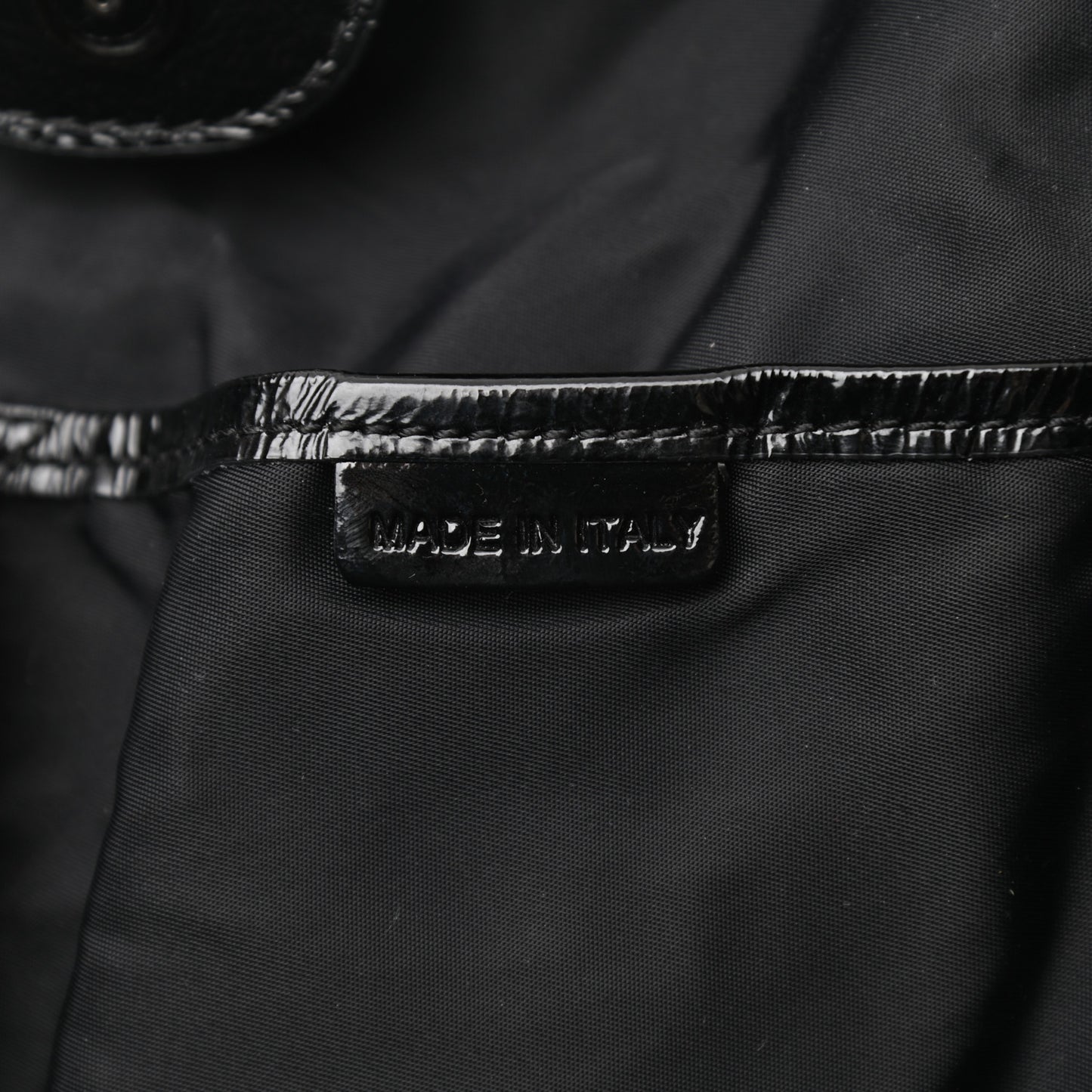Patent Trim Smoked Check Tote Black
